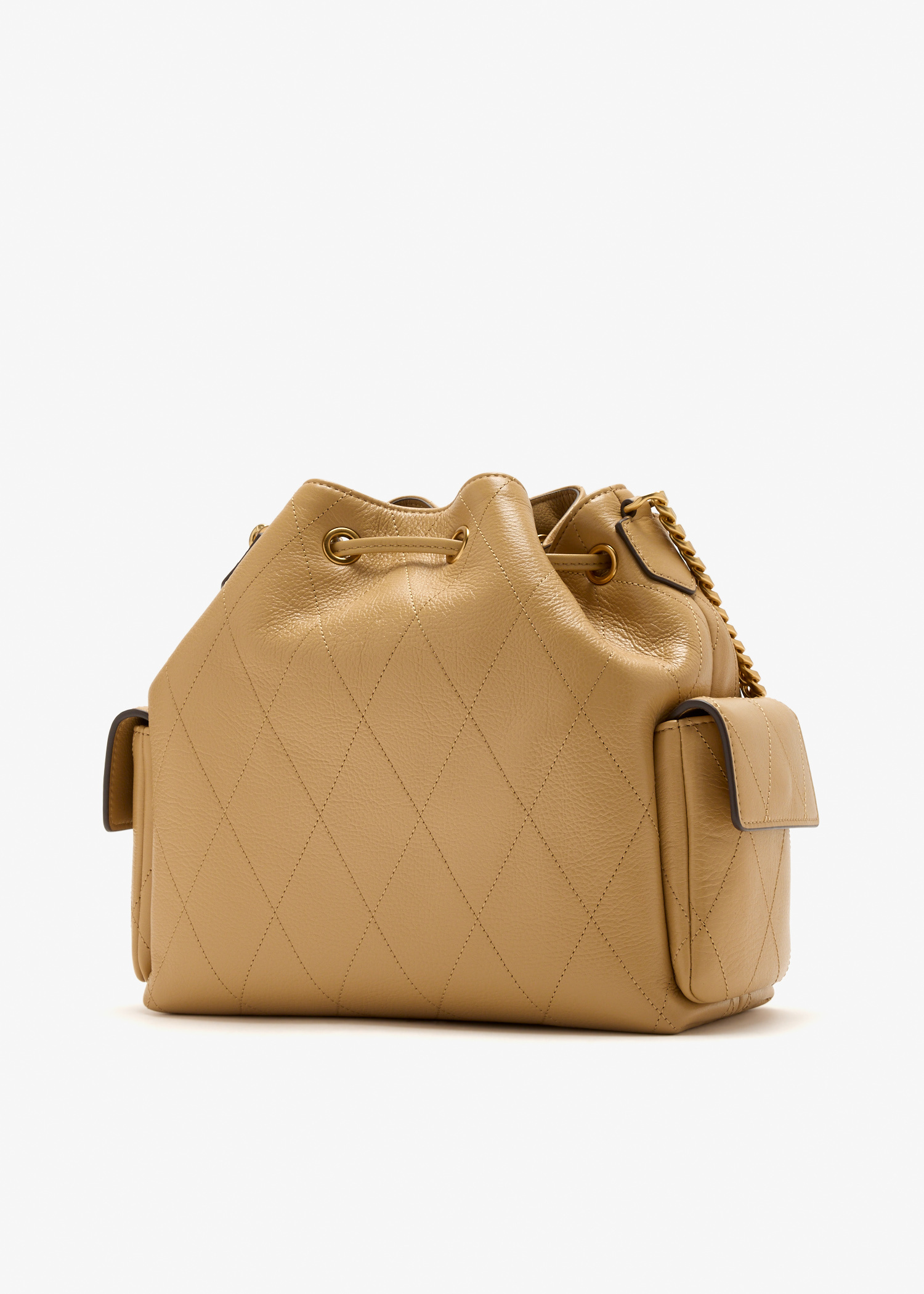 Tory Burch Charlie quilted drawstring bucket bag for Women - Beige