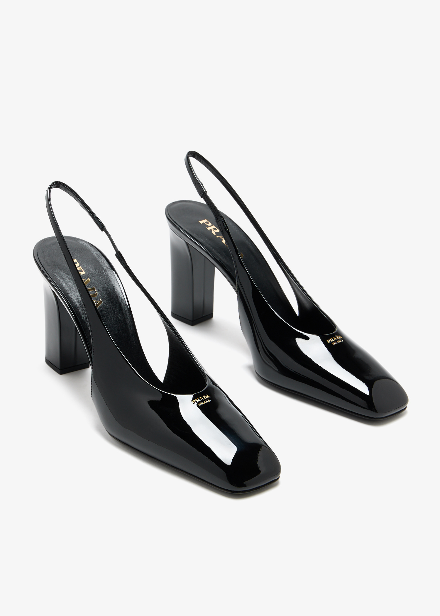 【日本入手困難】Leather and patent leather slingback pumps Prada Patent leather slingback pumps for Women - Black in