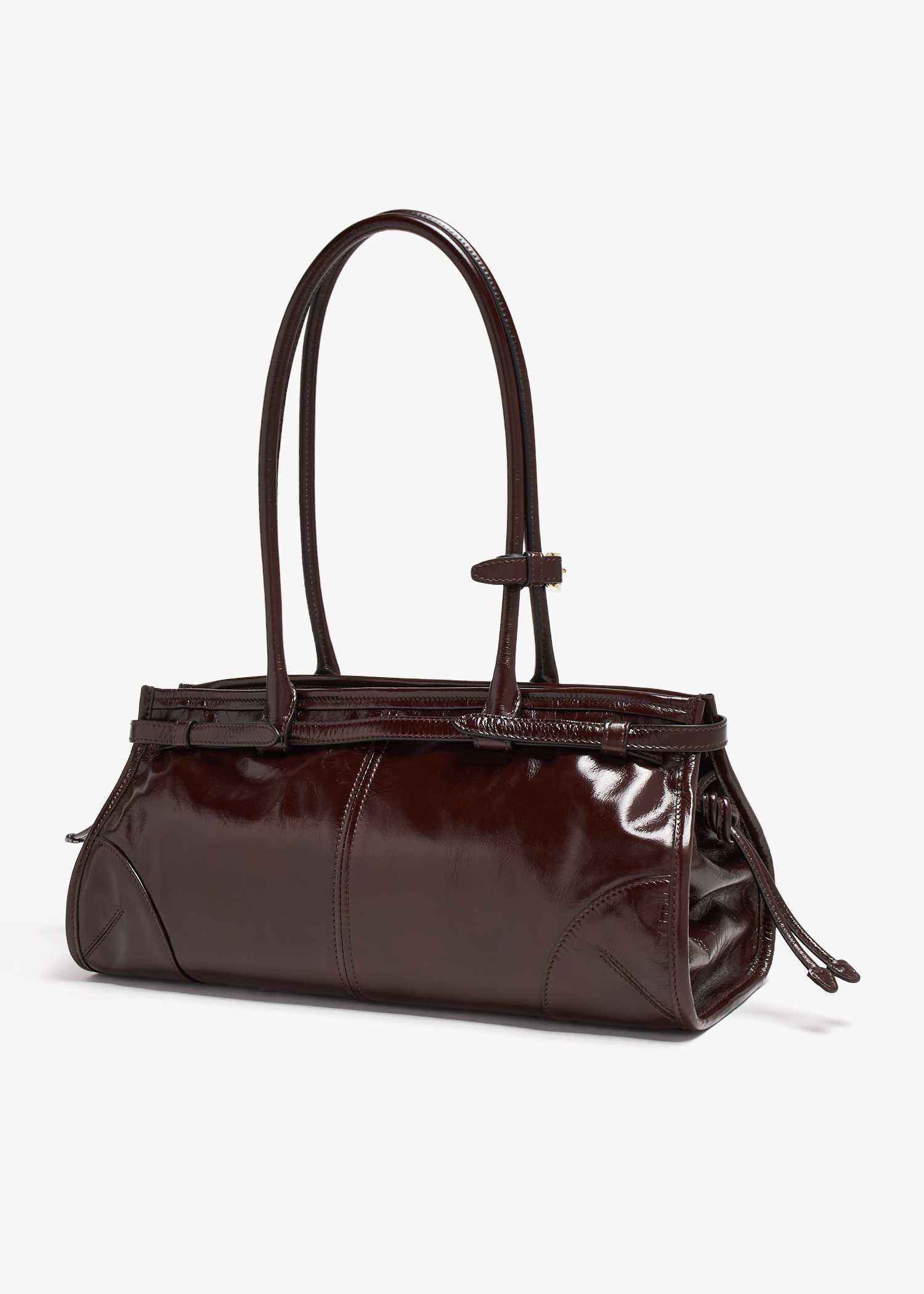 Prada Prada Bonnie 中号皮革手袋，女士- 棕色，阿联酋| Level Shoes