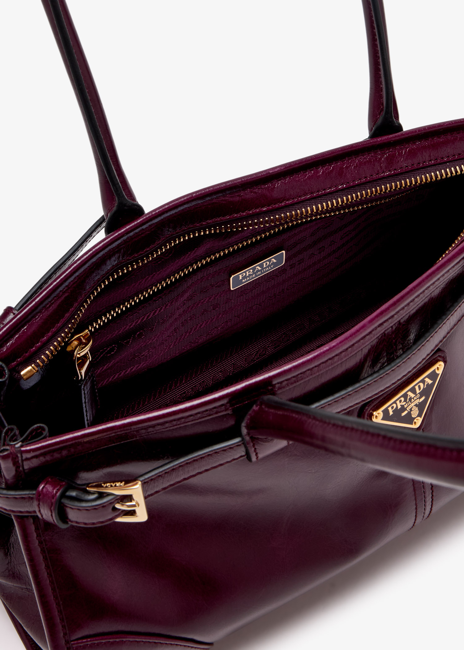 Prada Bonnie medium leather handbag for Women - Burgundy in