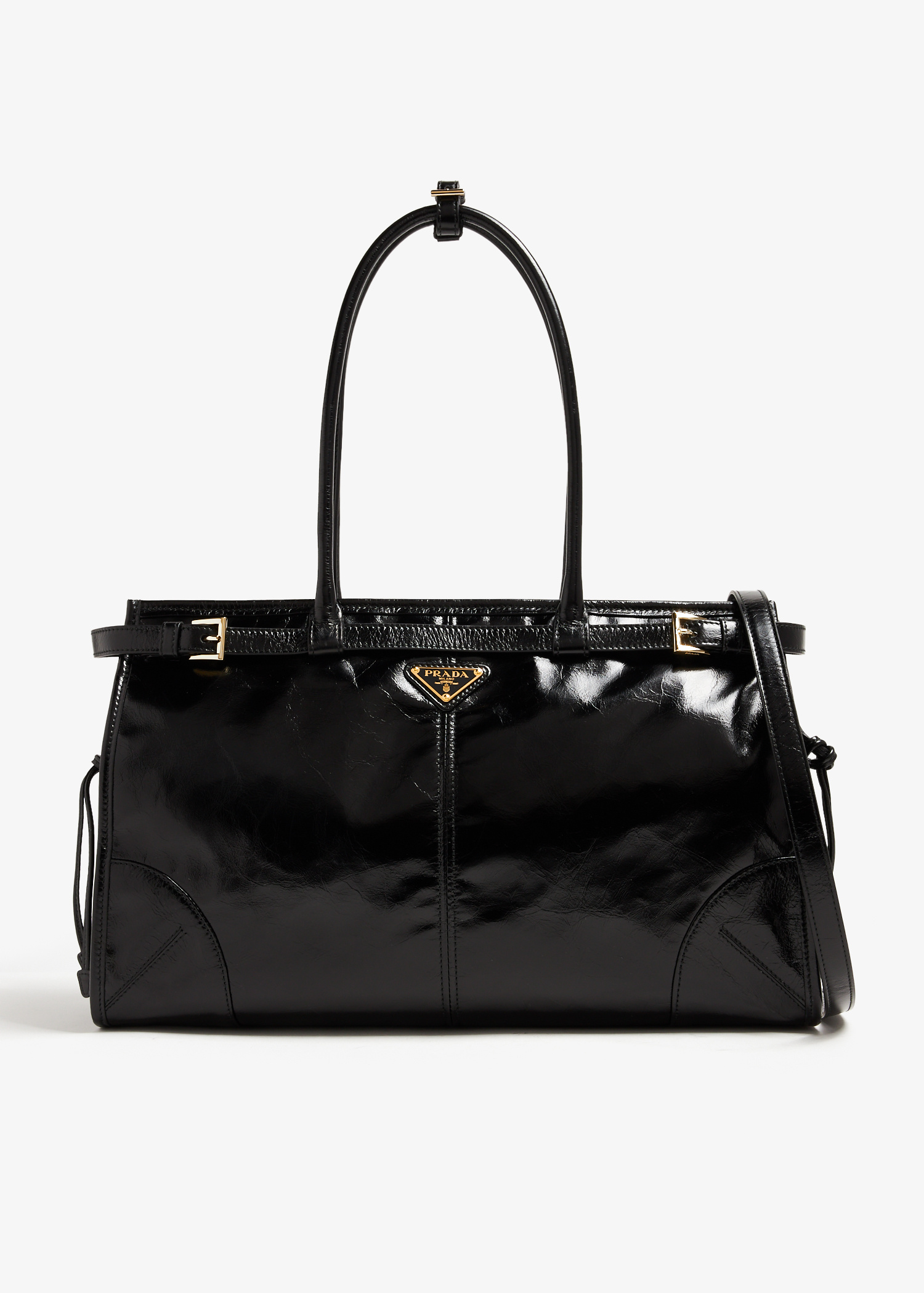 Prada Bonnie large leather handbag for Women - Black in