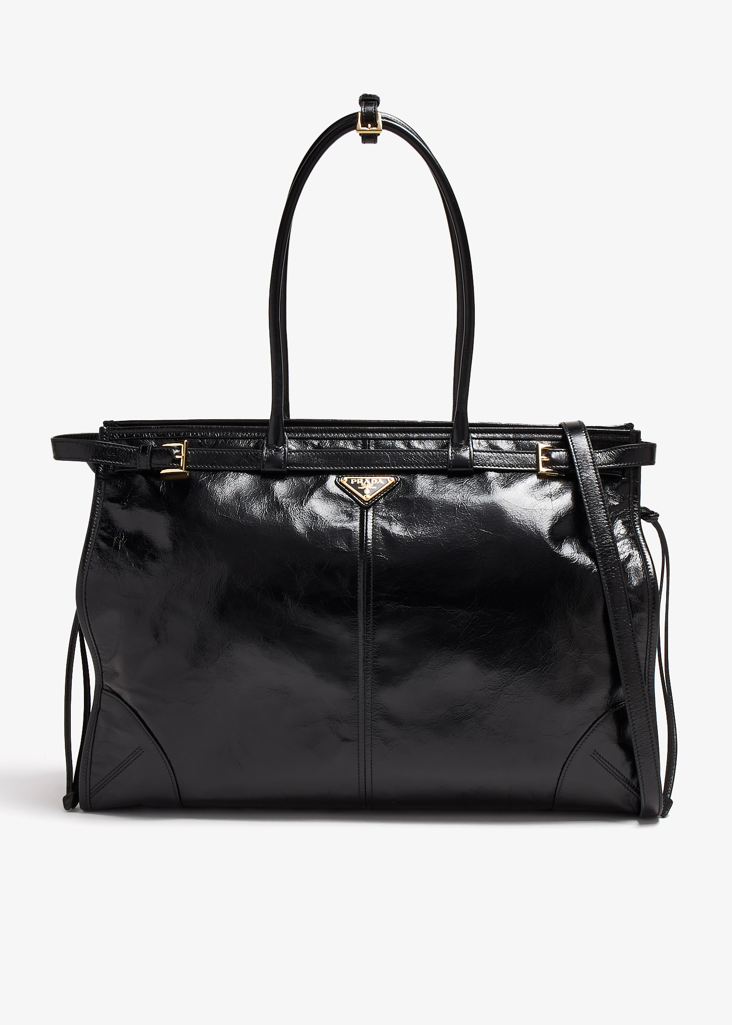 Prada Bonnie extra large leather handbag for Women - Black