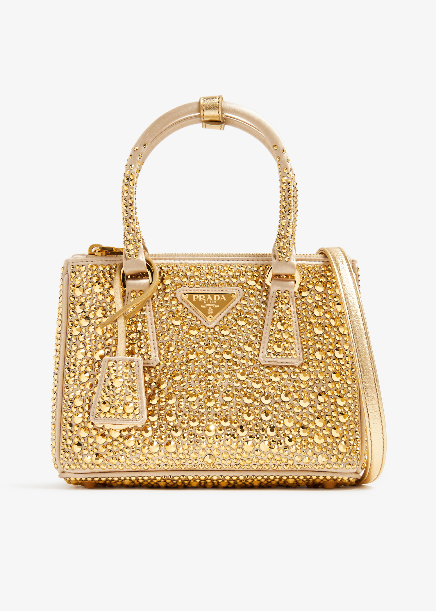 Prada Galleria crystal satin mini-bag for Women - Gold in UAE