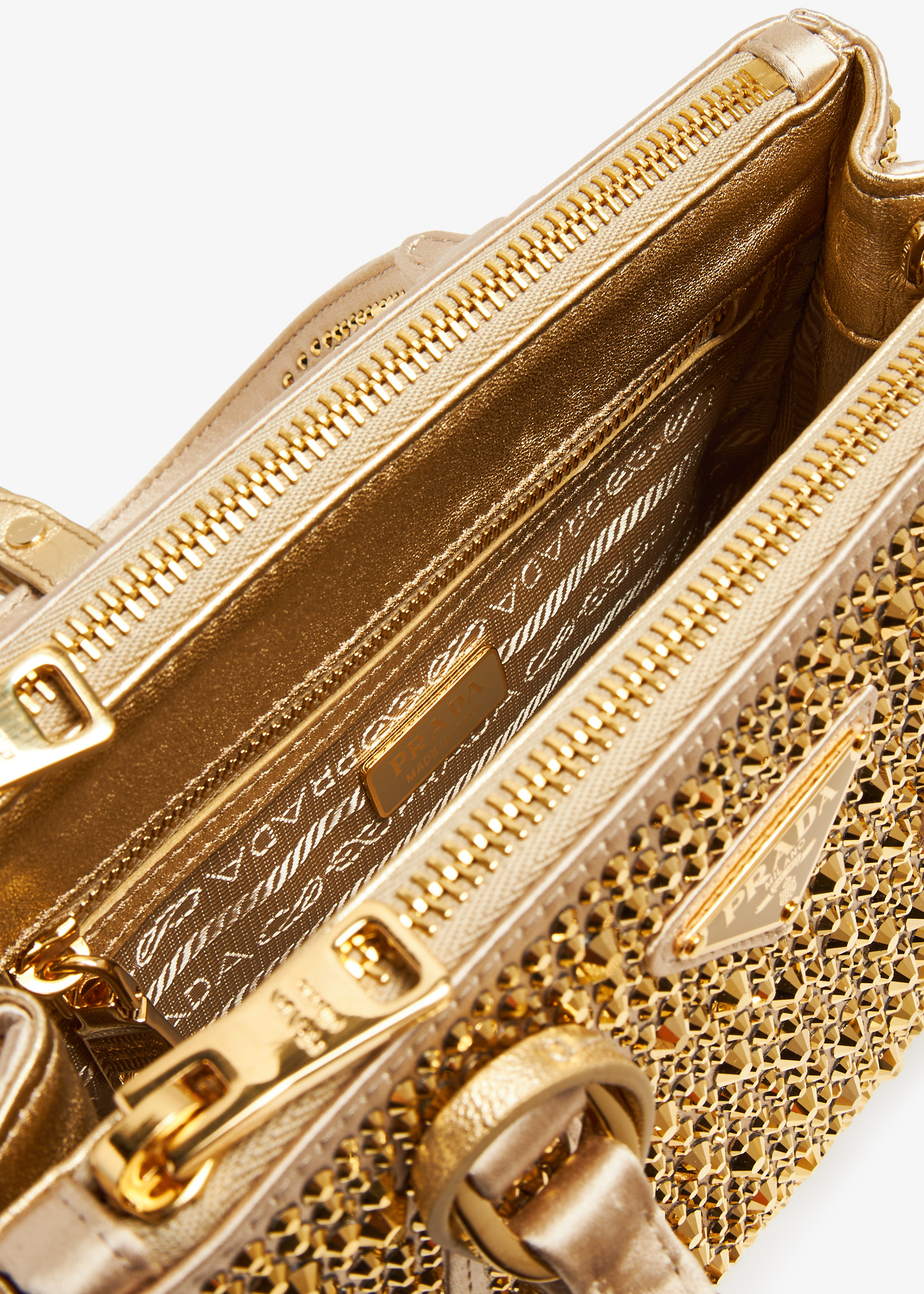 Prada Galleria crystal satin mini-bag for Women - Gold in UAE