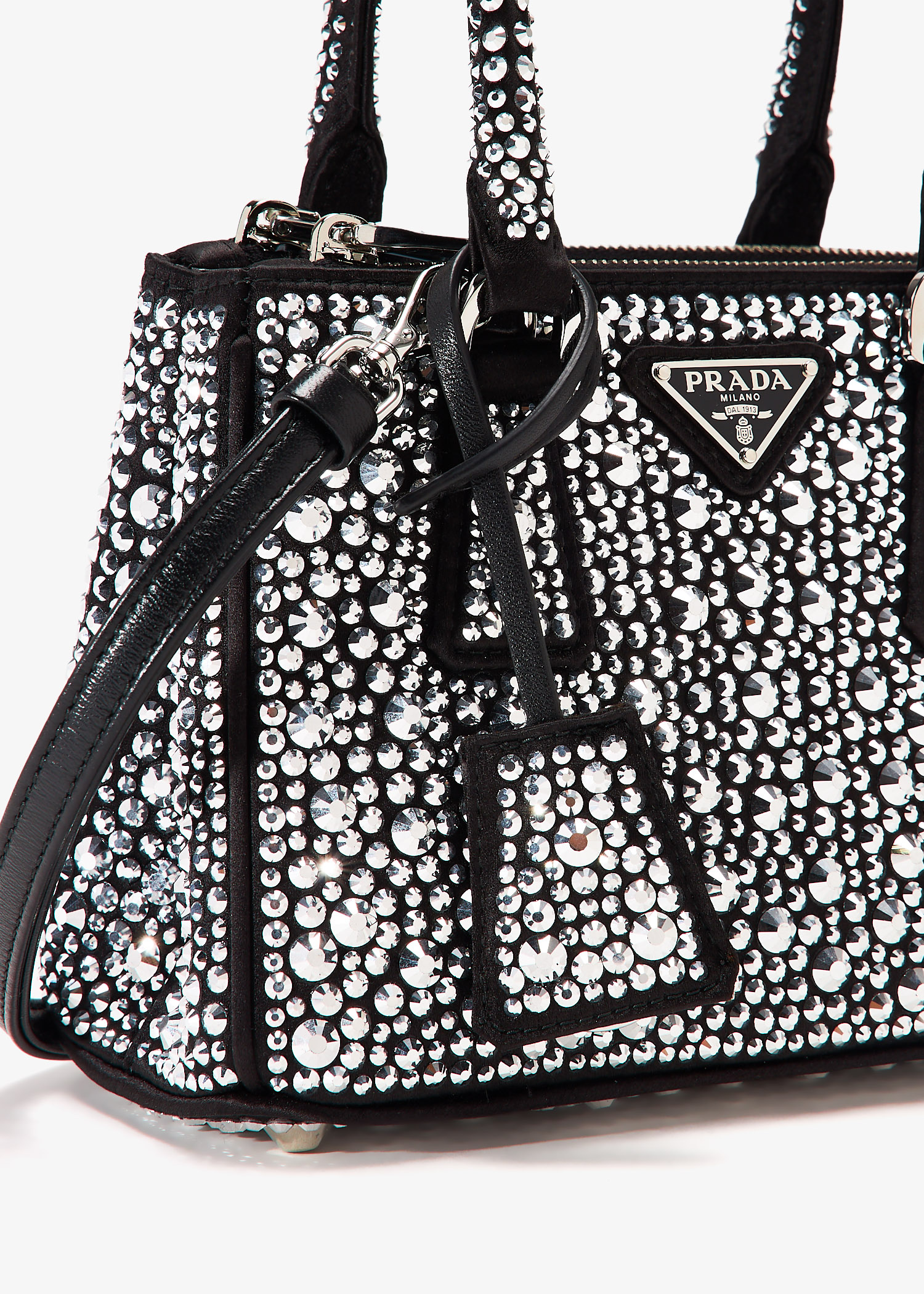 Prada Galleria crystal satin micro-bag for Women - Black in
