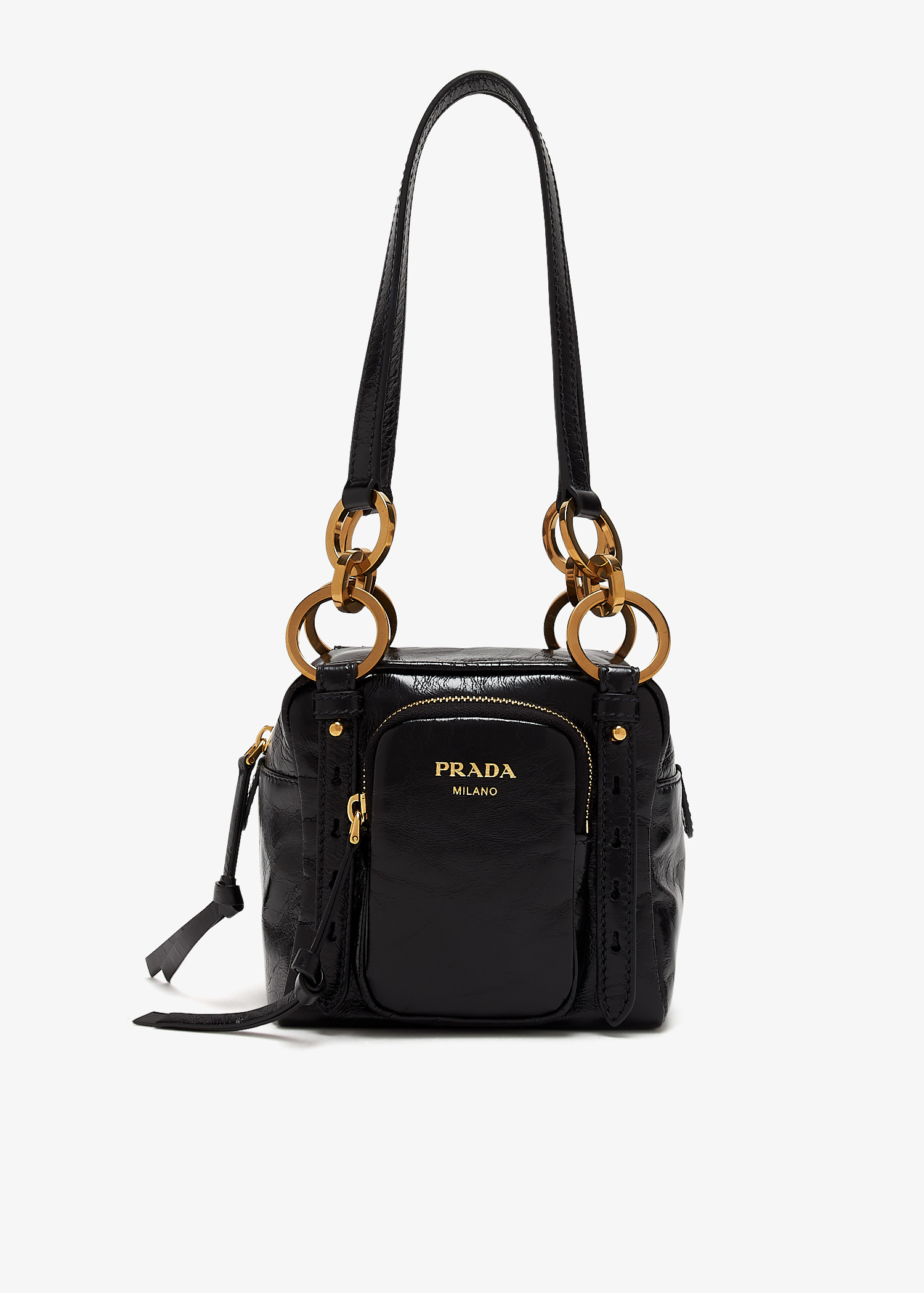 ★PRADA Dangle Leather Top-Handle Mini-Bag Black★ Prada Prada Dangle Leather Mini Top-Handle Bag | Neiman Marcus