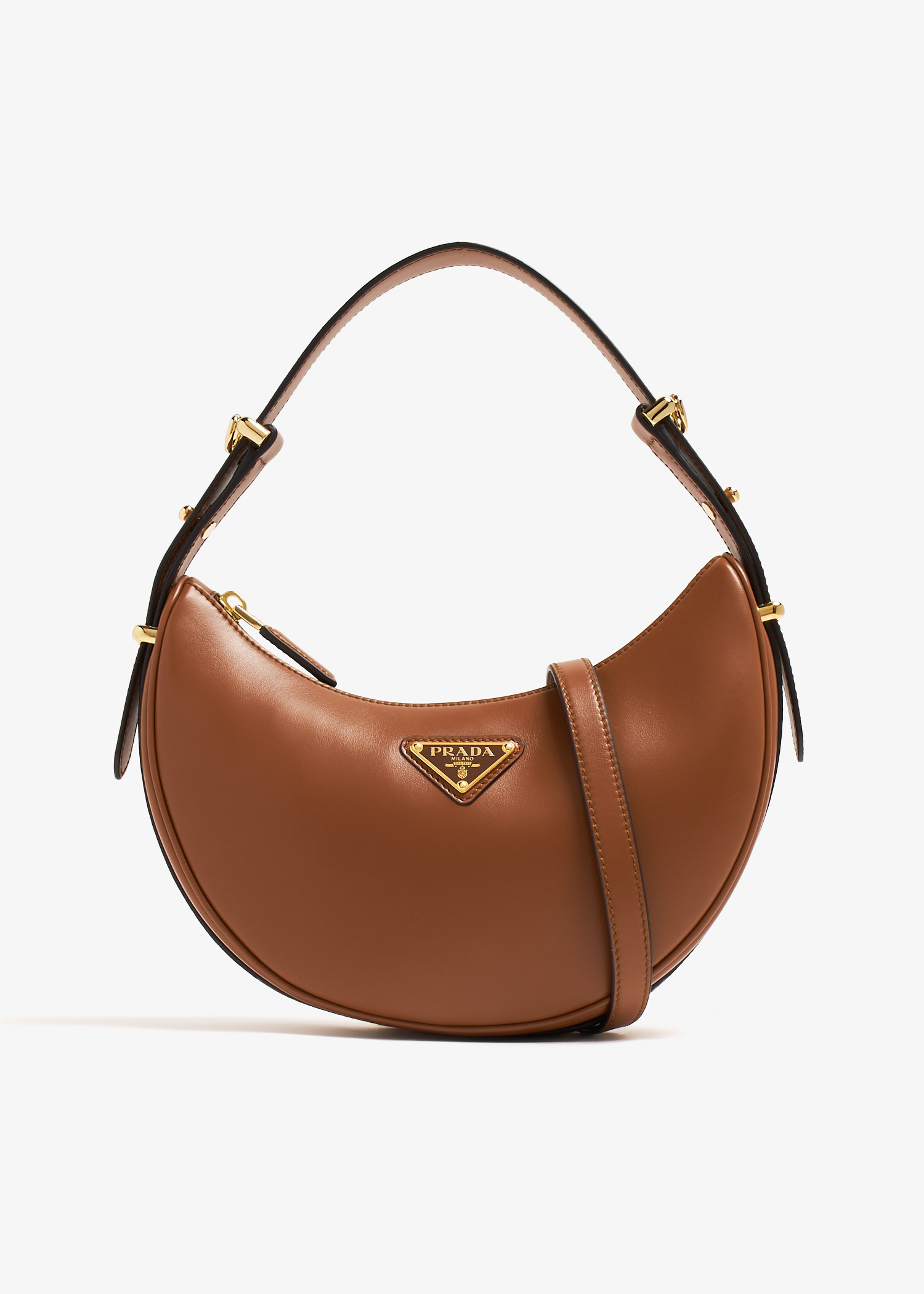 【送料&関税込】Prada Brown Suede Big ArquA£A¨ Handbag Arque Large suede shoulder bag in brown - Prada | Mytheresa