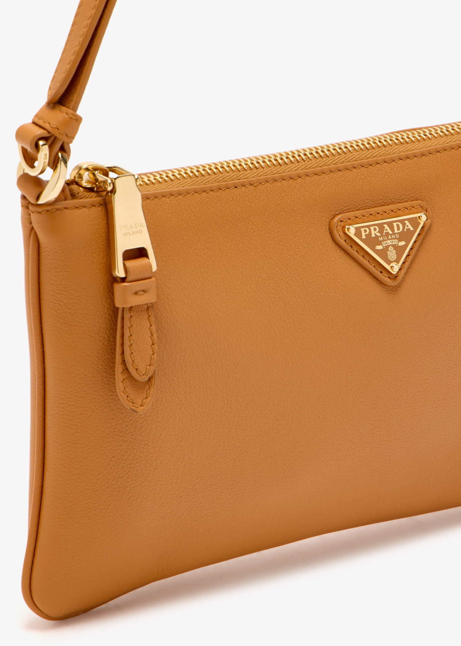 Prada Leather pouch for Women - Orange in UAE | Level Shoes