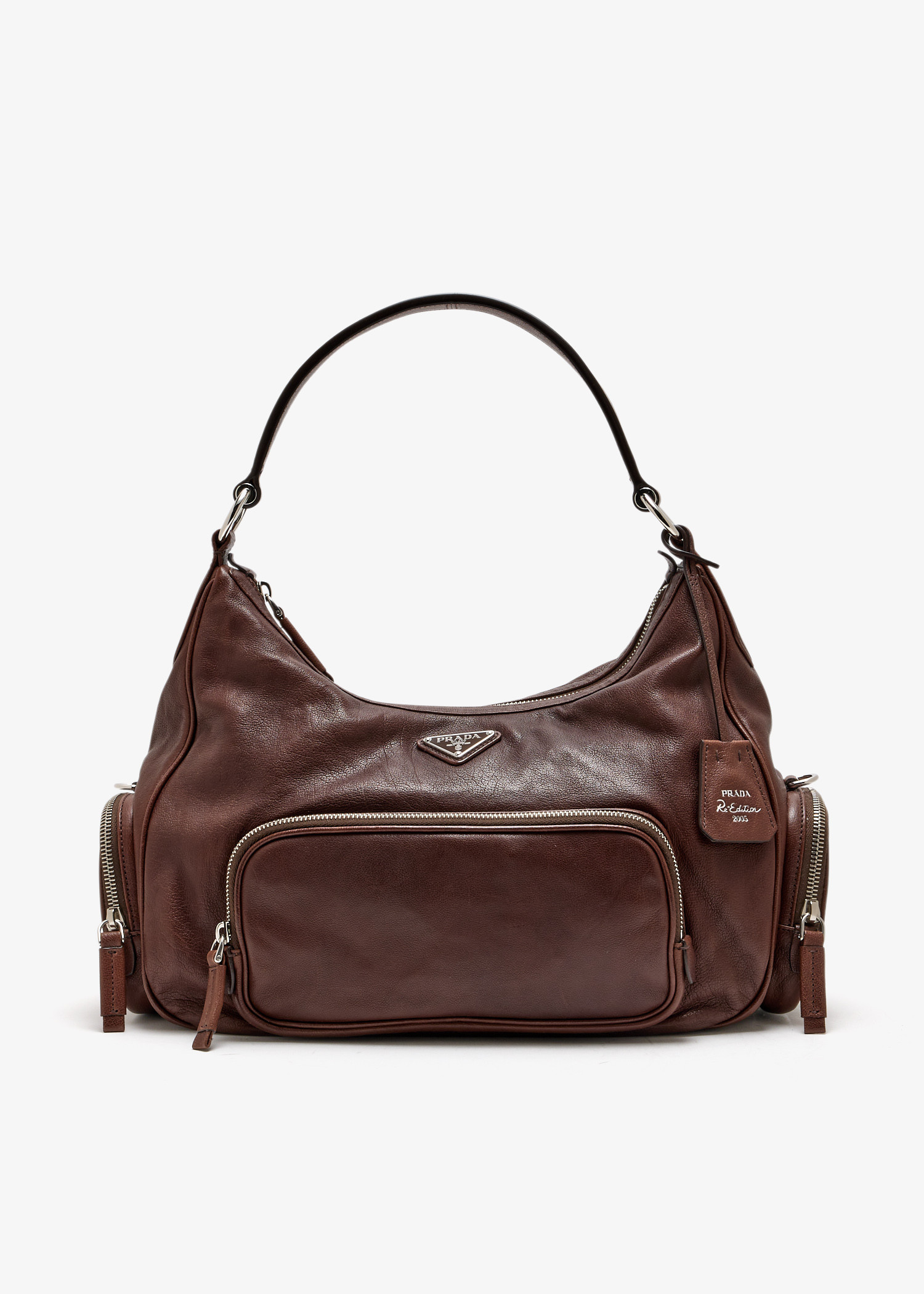 Prada Medium washed leather bag for Women - Brown in KSA | Level Shoes