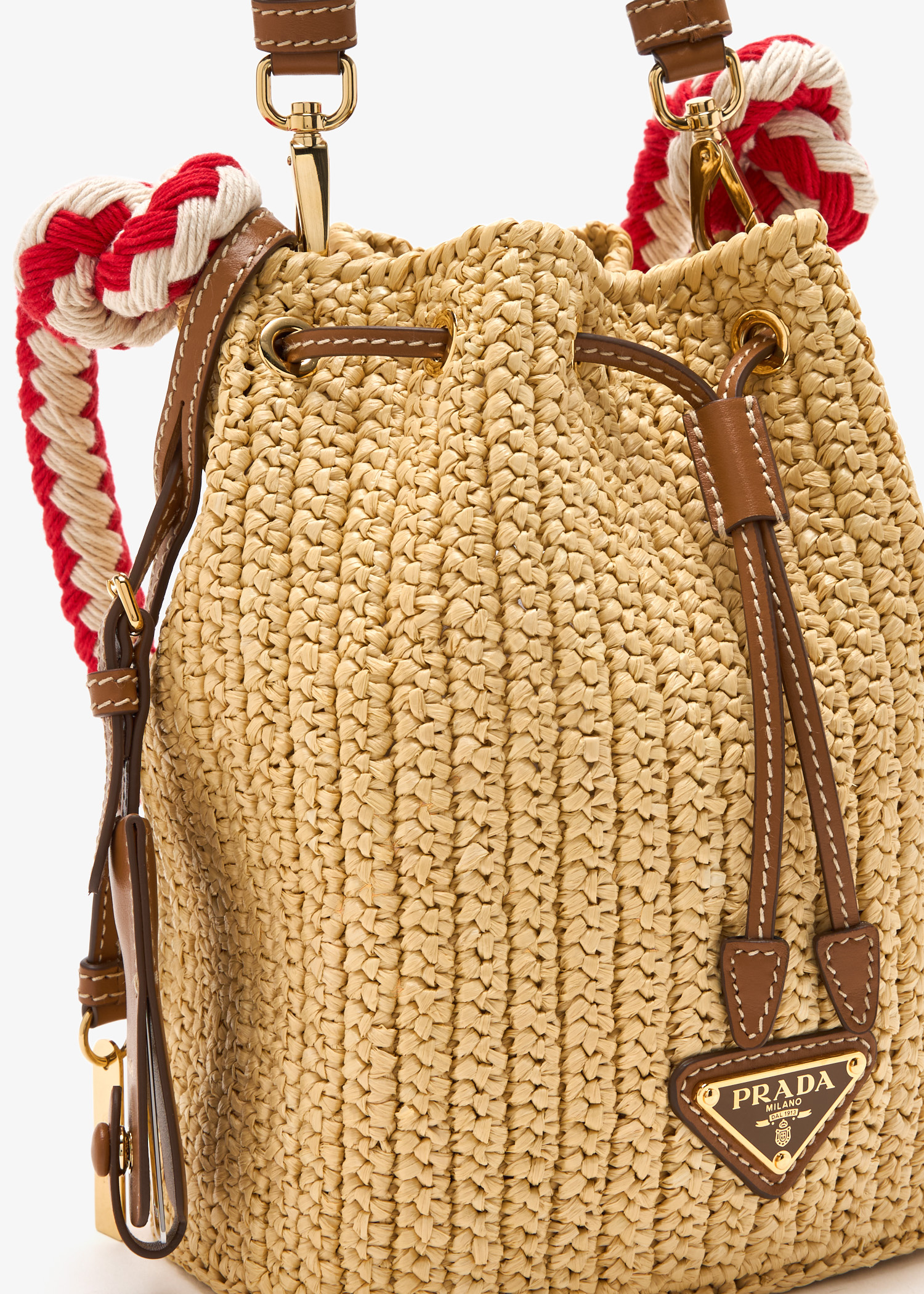 Prada Crochet mini bucket bag for Women - Beige in UAE