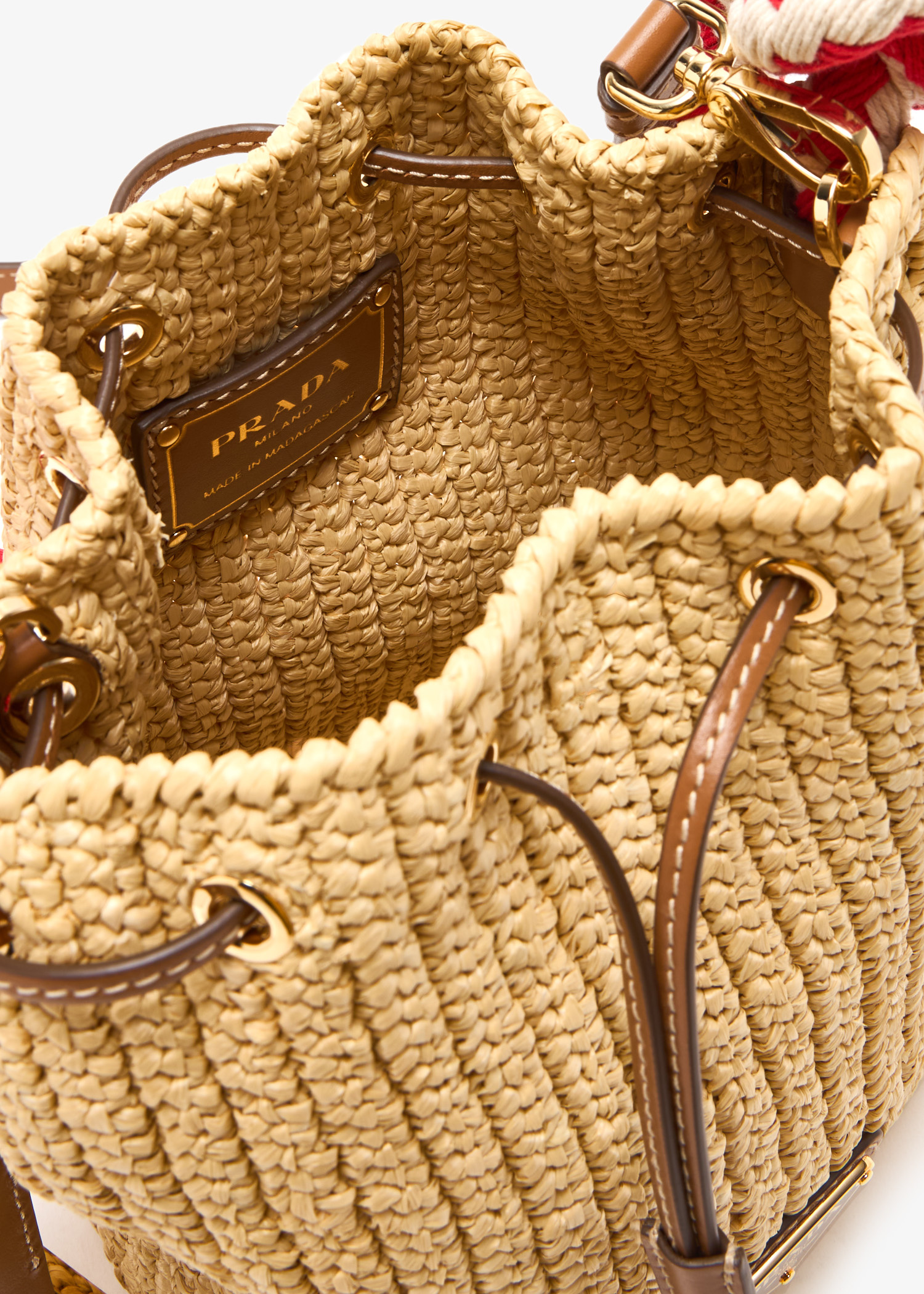 Prada Crochet mini bucket bag for Women - Beige in UAE