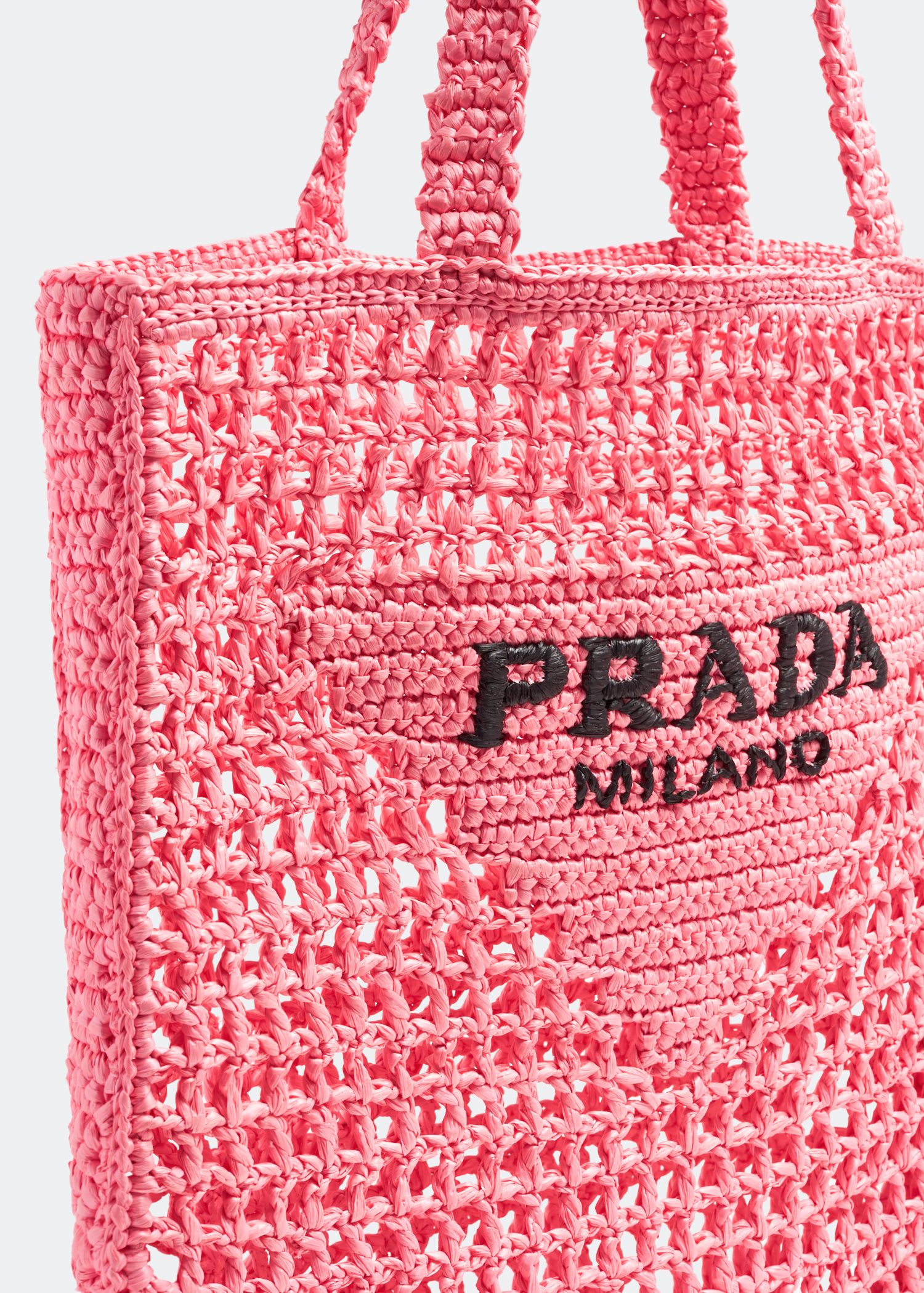 トートバッグ PRADA FW25 Pink raffia shopping bag (1BG3932C2T F0442) PRADA FW25 Pink raffia shopping bag (1BG3932C2T F0442