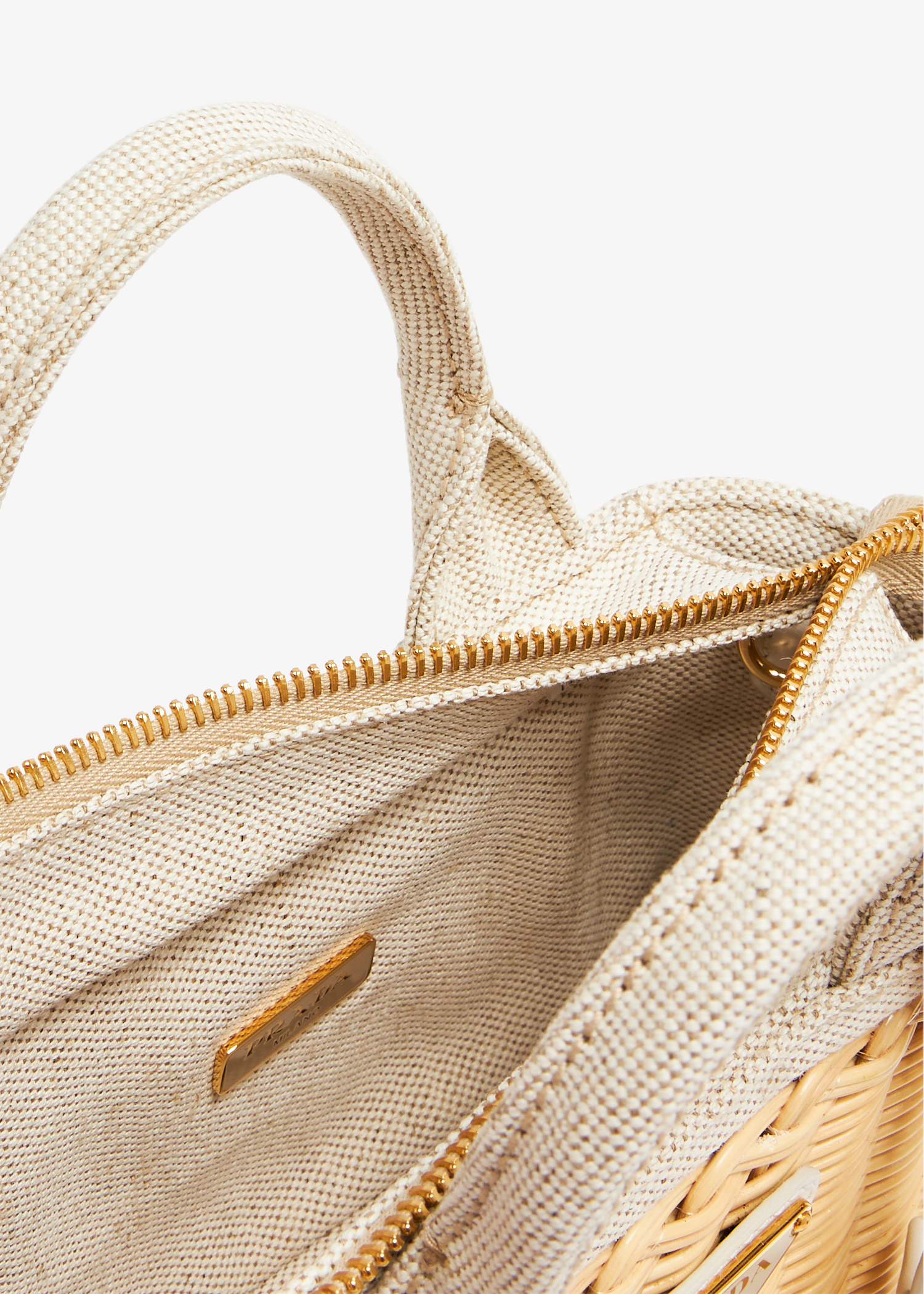 PRADA エコバッグ ベージュ MADE IN ITALY Prada Woven fabric mini tote bag for Women - Beige in UAE