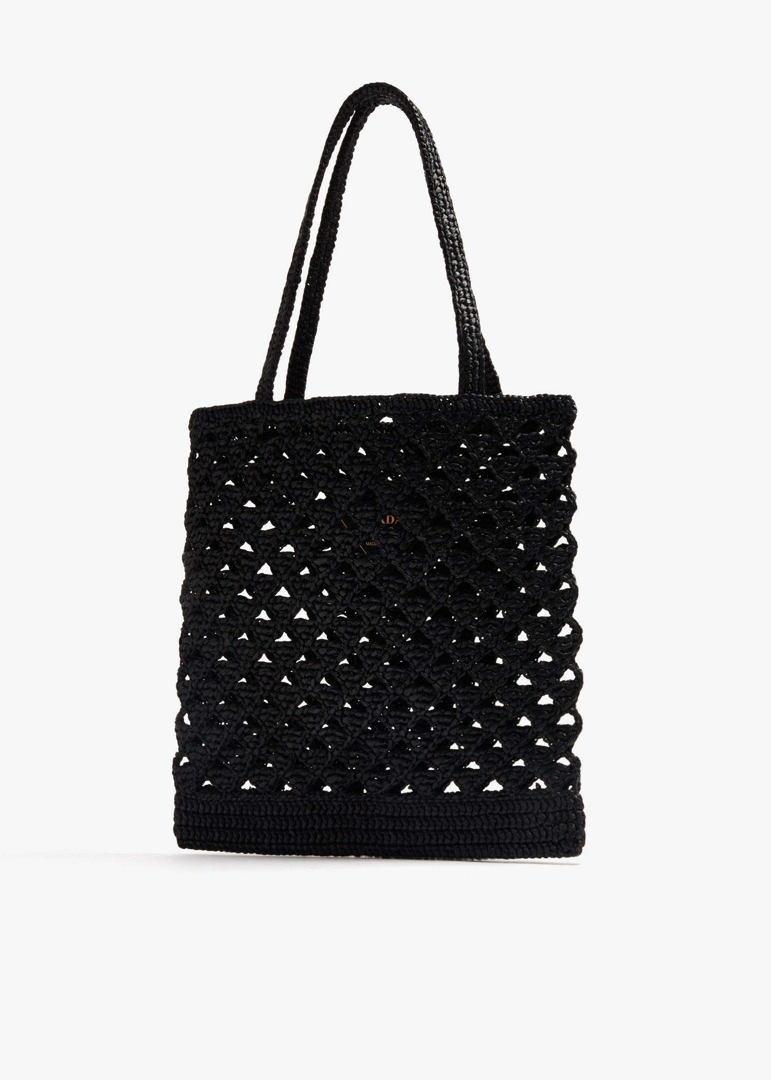 【送料&関税込】Prada Black Raffia Shopping Bag Logo tote bag in black - Prada | Mytheresa