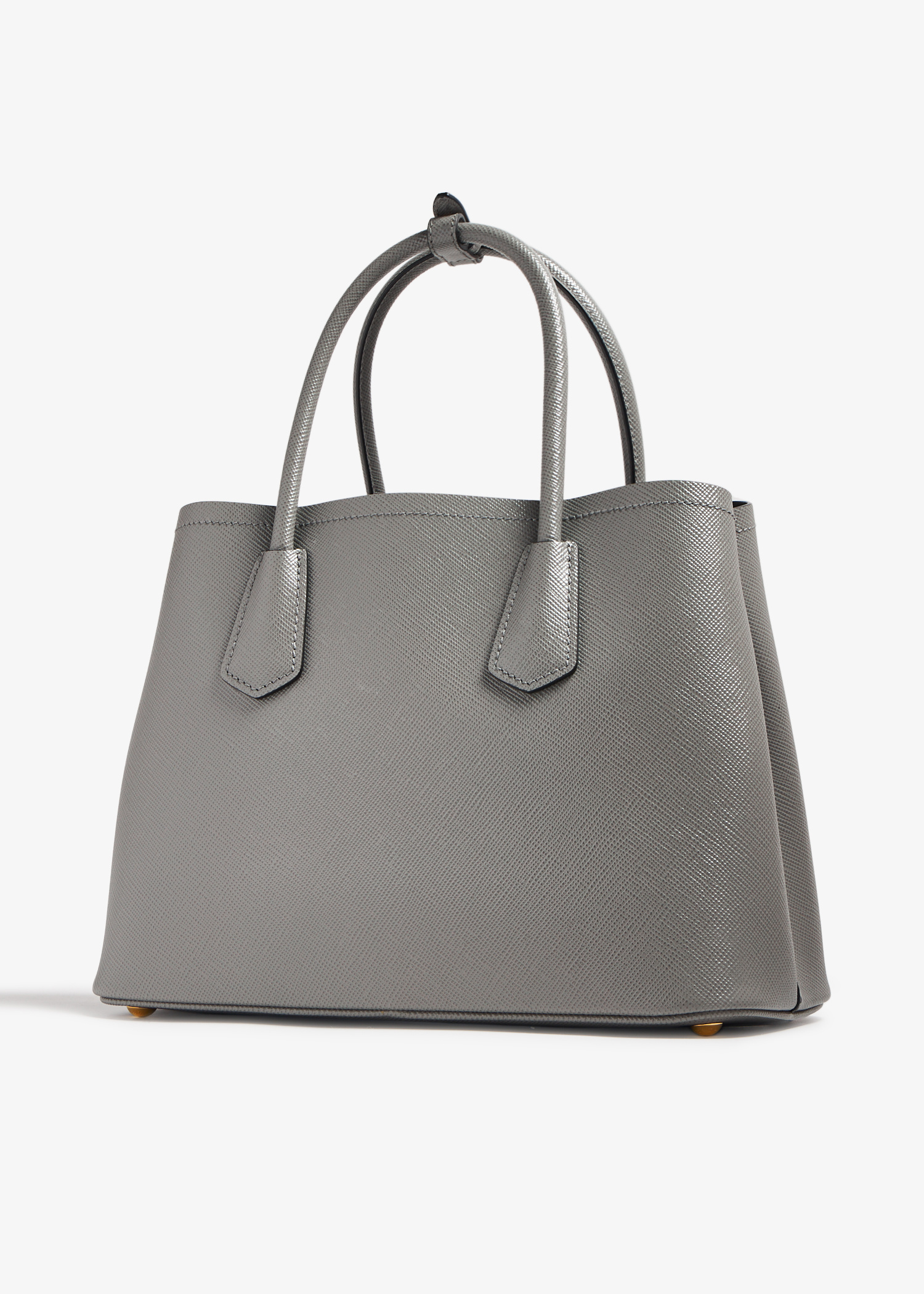 【VIP価格】PRADA Gray Leather Handbag Prada Saffiano Leather Top Handle Shopper Bag Grey