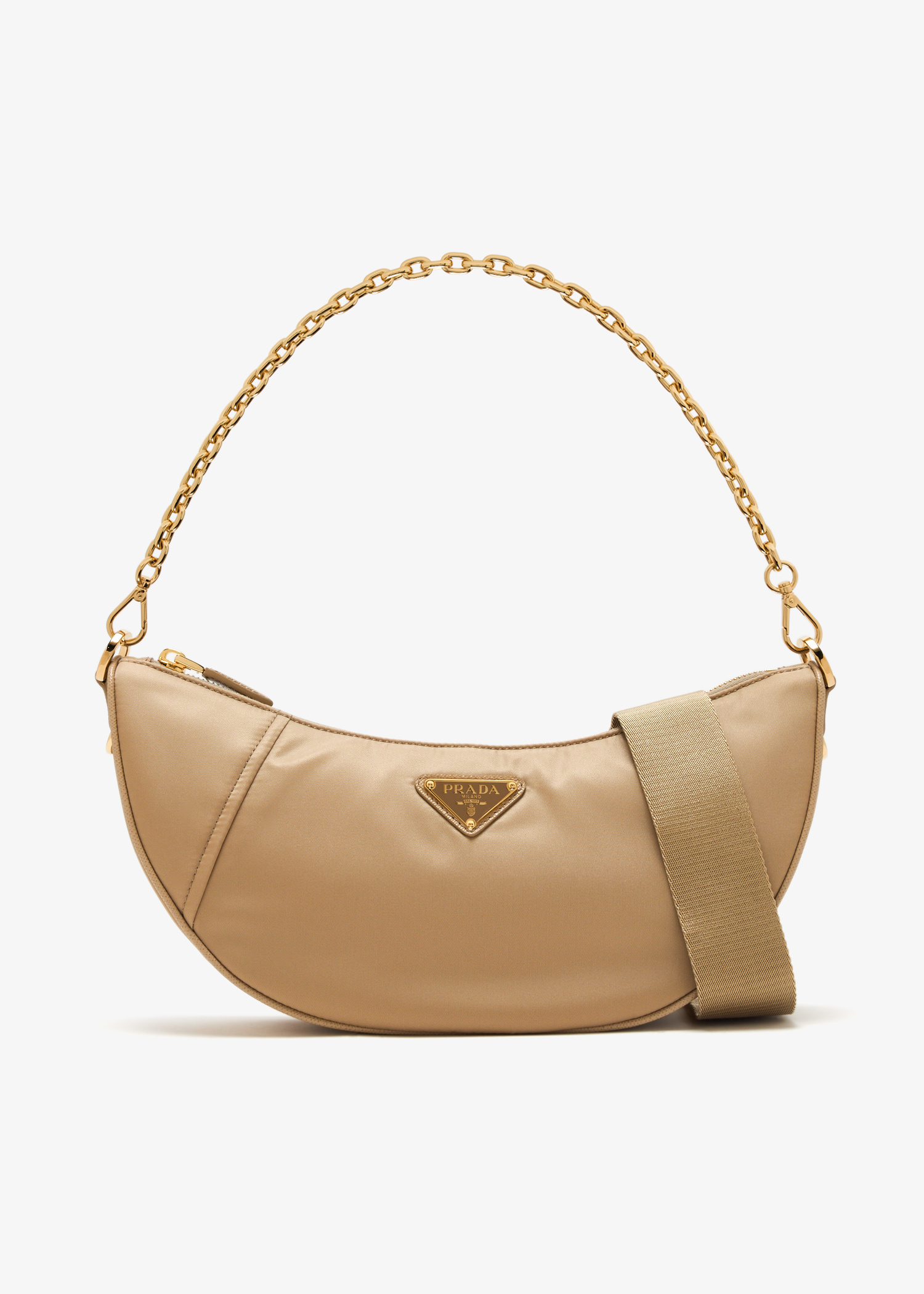 Prada Demi-lune Re-Nylon shoulder bag for Women - Beige in