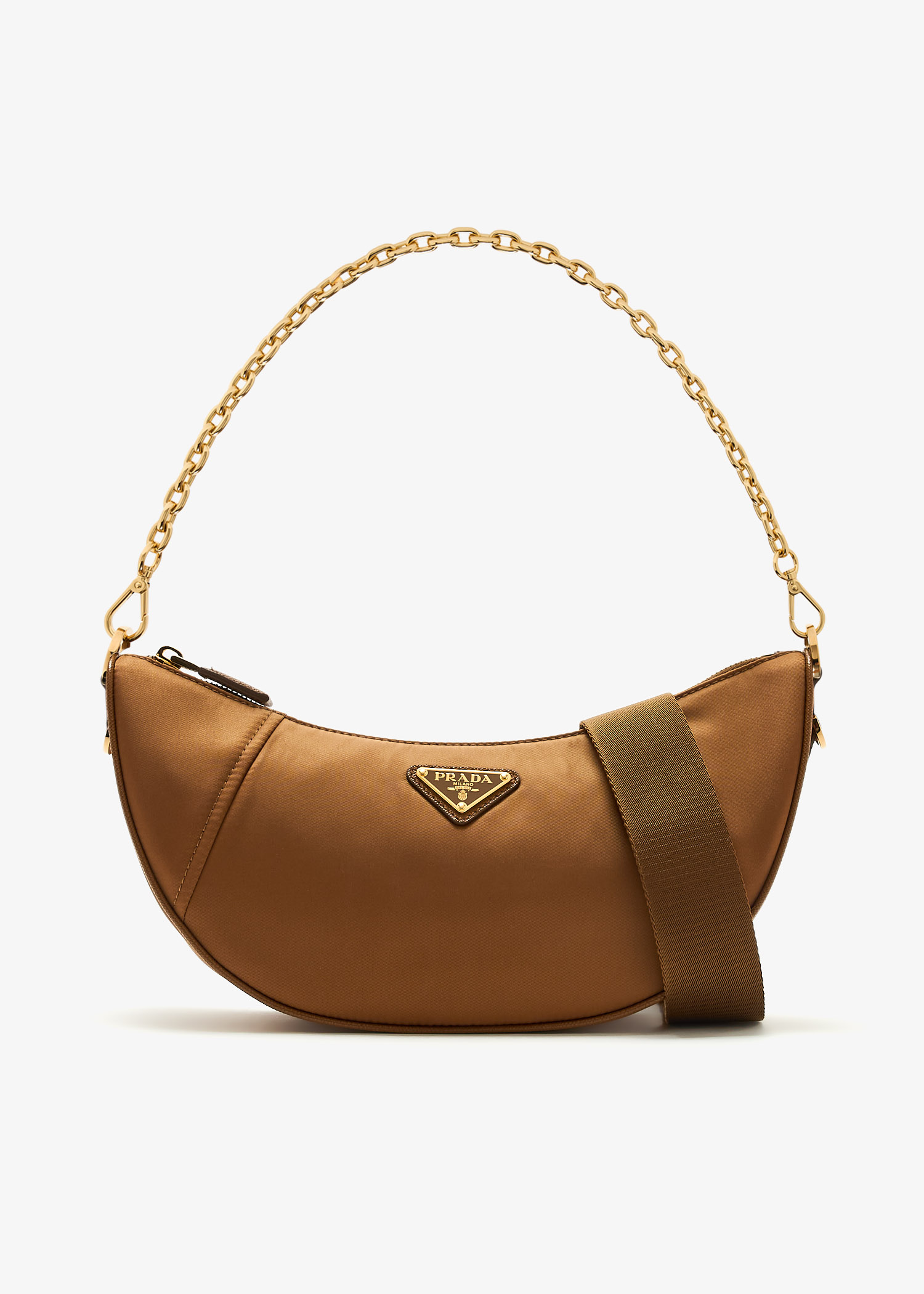 【関税&送料込】Prada Beige Re-Nylon Prada Demi-Lune Shoulde Beige Re-nylon Prada Demi-lune Shoulder Bag | italist