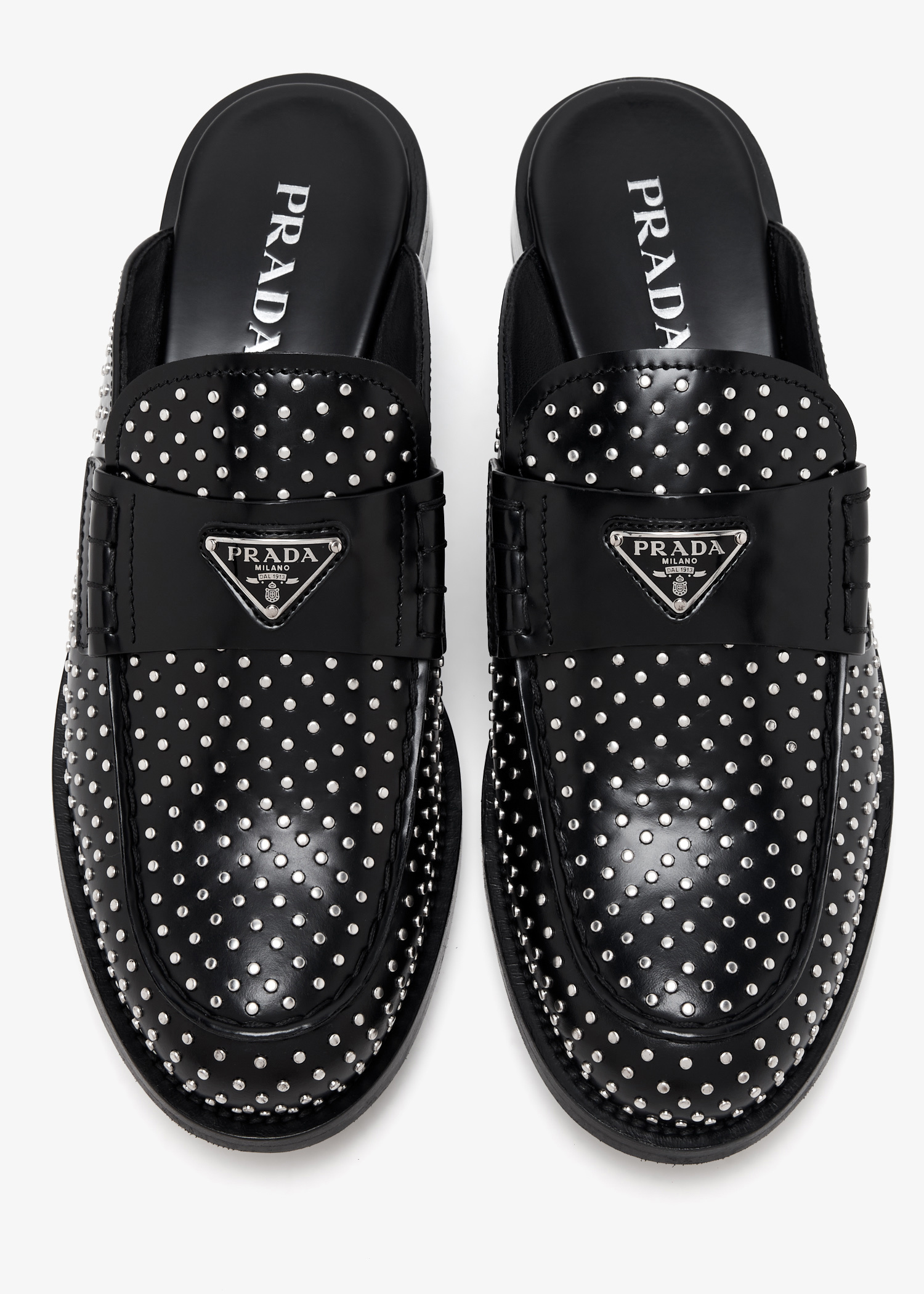 Prada Studded brushed leather mules for Women - Black in UAE