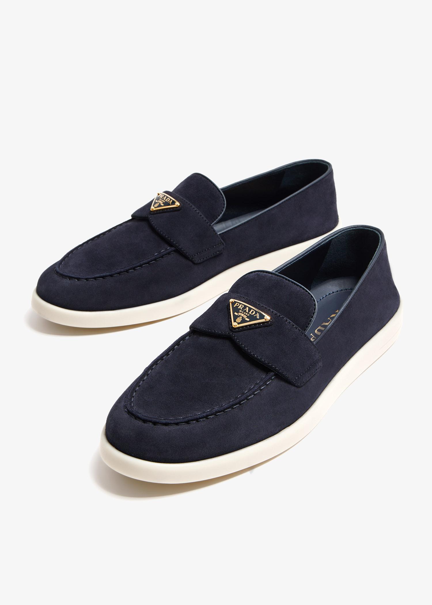 Prada Navy Loafers Prada Suede Loafers In Blue | ModeSens main image 3