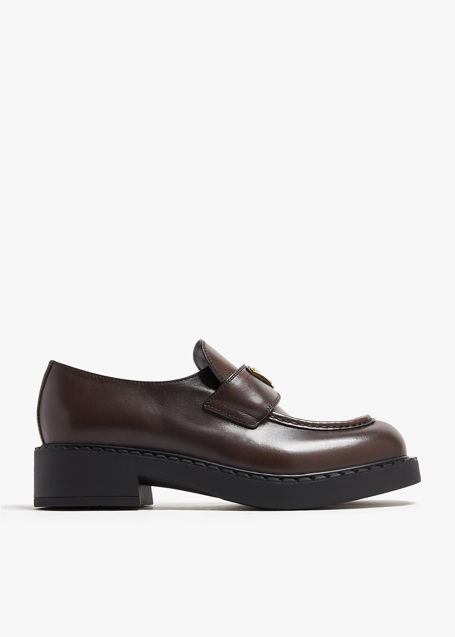 Prada Chocolate leather loafers for Women - Brown in Oman | Level