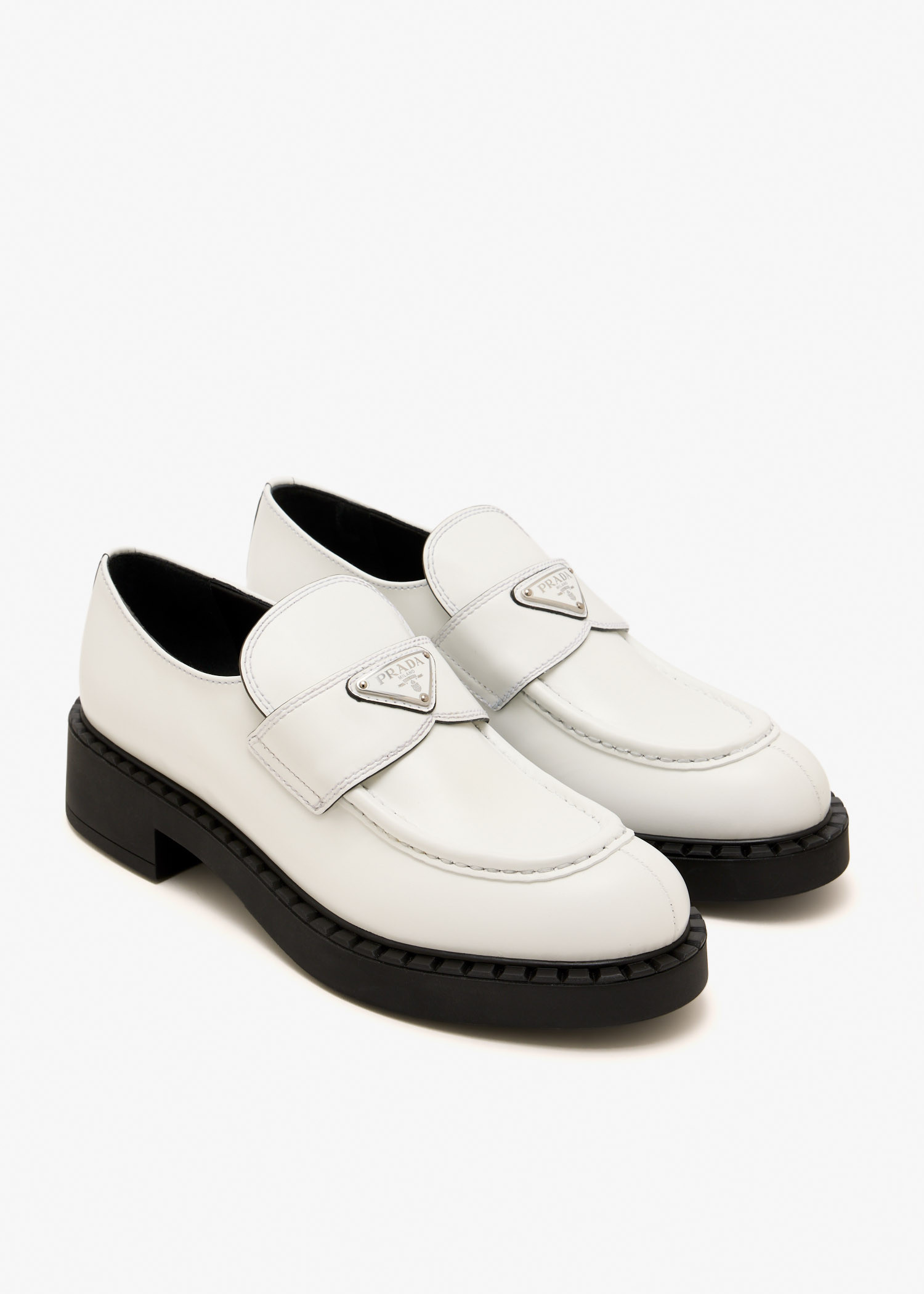 Prada Chocolate brushed leather loafers for Women - White in UAE
