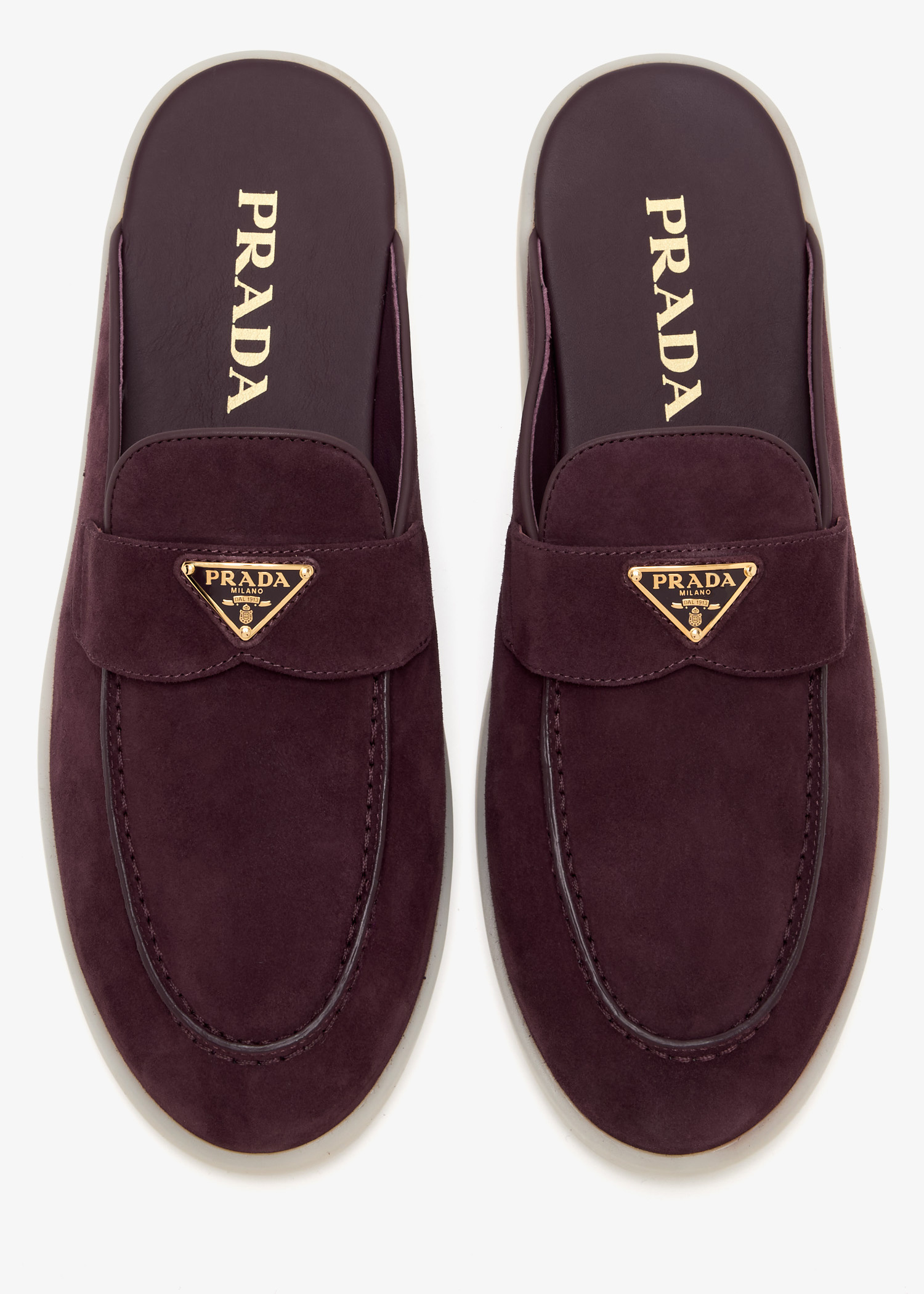 靴 PRADA Velvet Mules Prada Suede mules for Women - Burgundy in UAE | Level Shoes