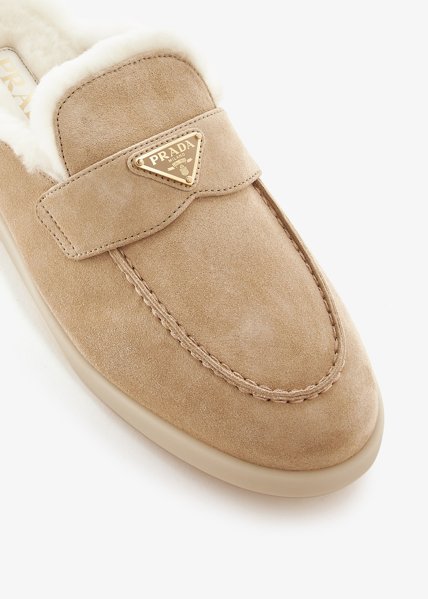 【関税&送料込】Prada Suede And Shearling Flat Mules Prada Suede and Shearling Mules | Saks Fifth Avenue