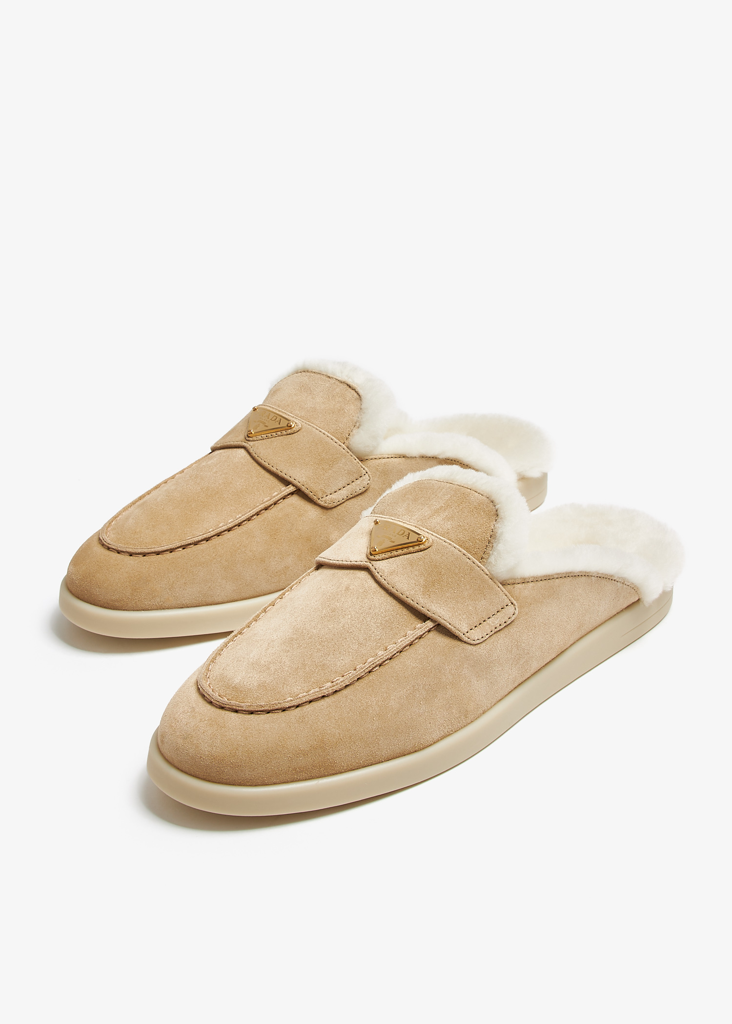 【お値下げしました！】PRADA ベージュ ミュール 中ヒール Prada Platform slip-on Mules | Neutrals | FARFETCH