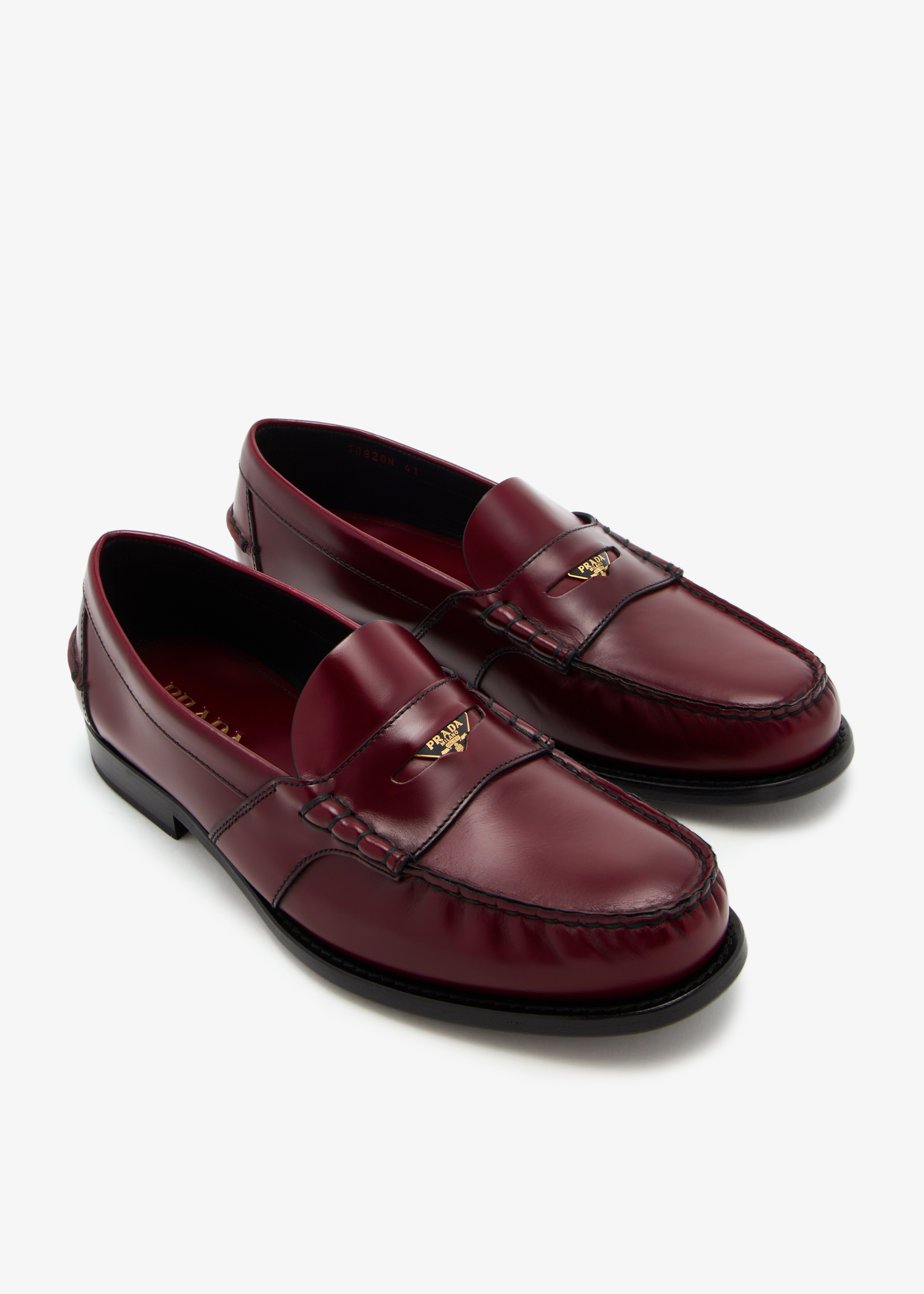 Prada Brushed leather loafers for Women - Burgundy in UAE | Level