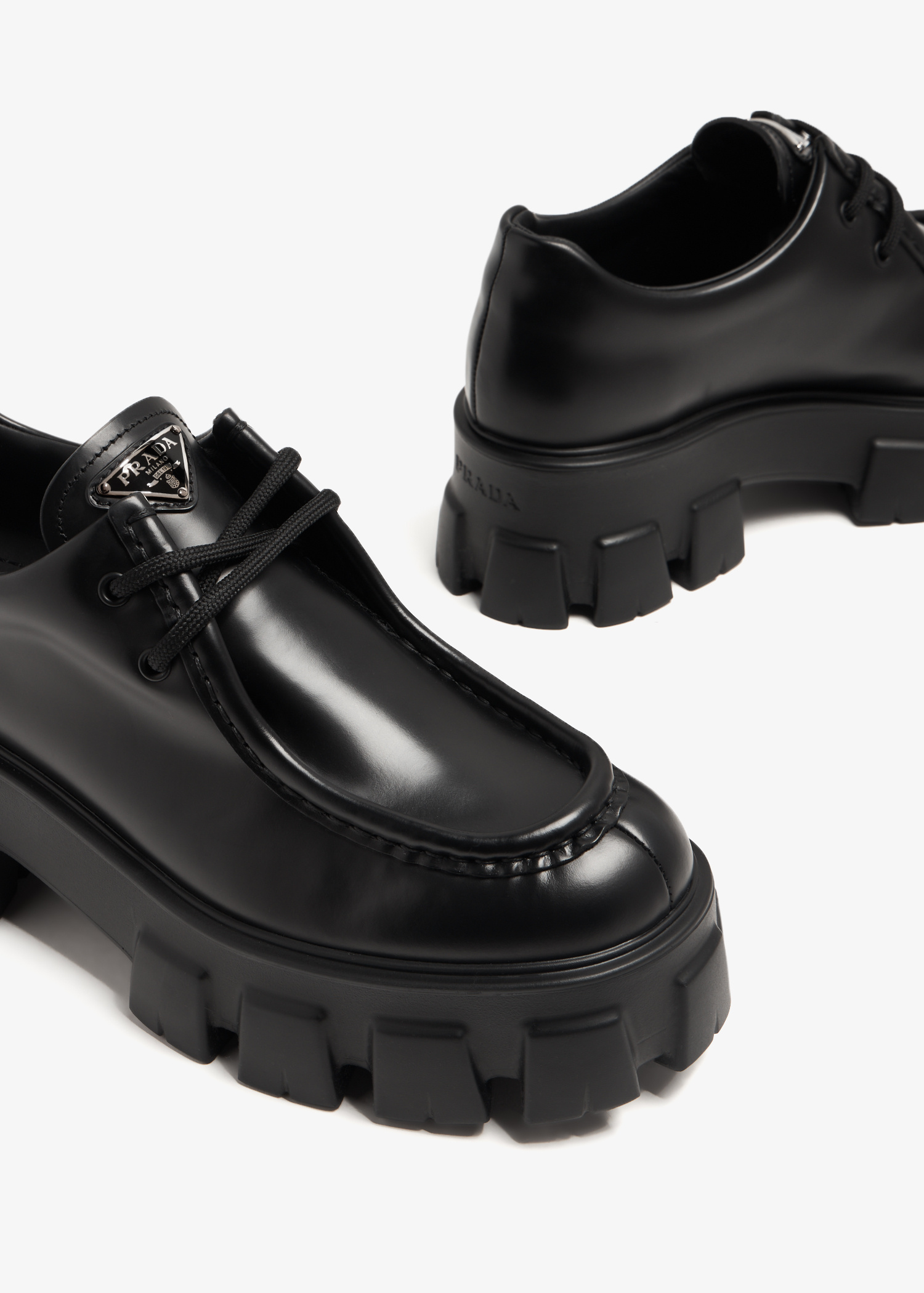 Prada Monolith brushed leather lace-up shoes for Women