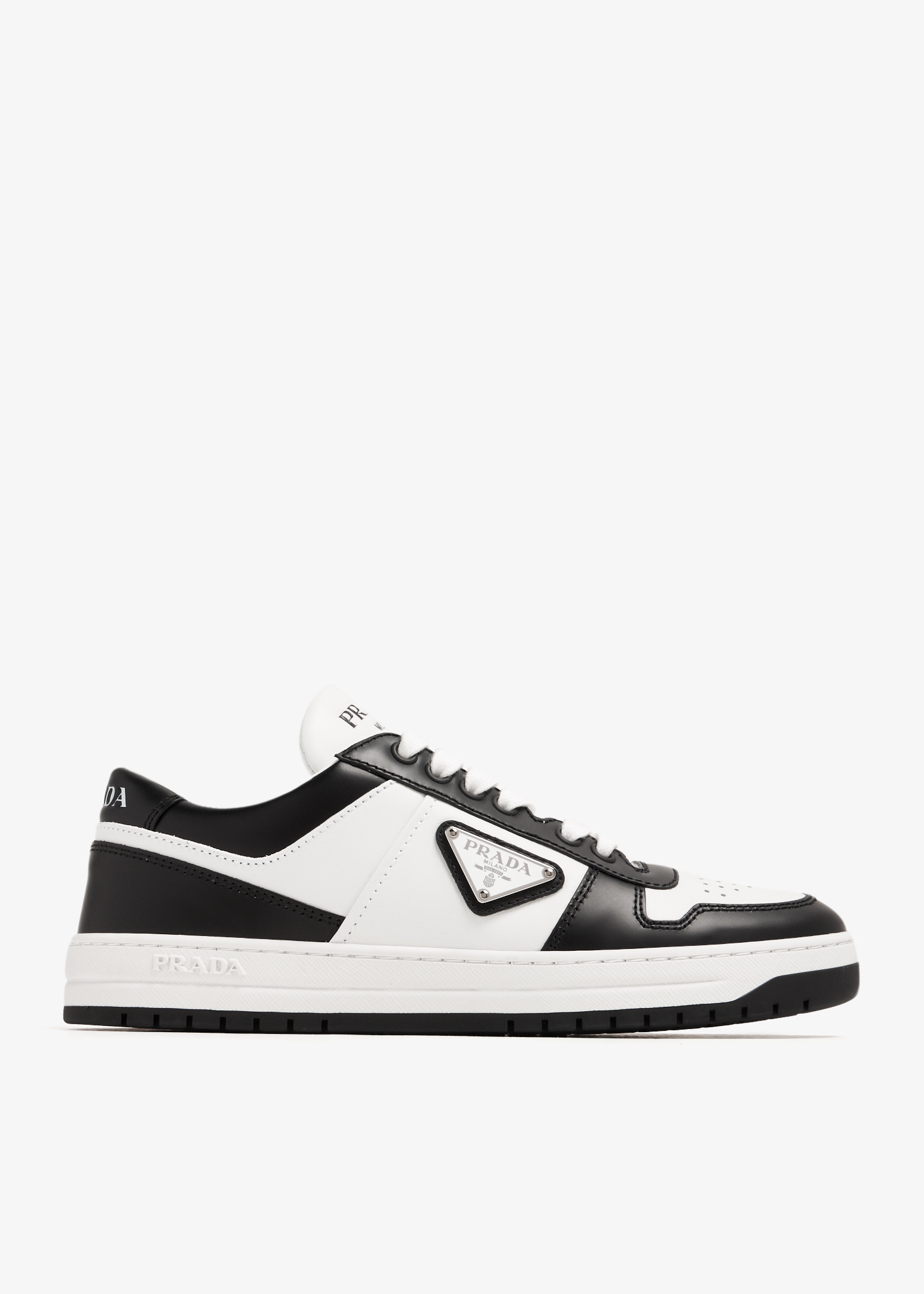 Prada Downtown perforated leather sneakers for Women - White