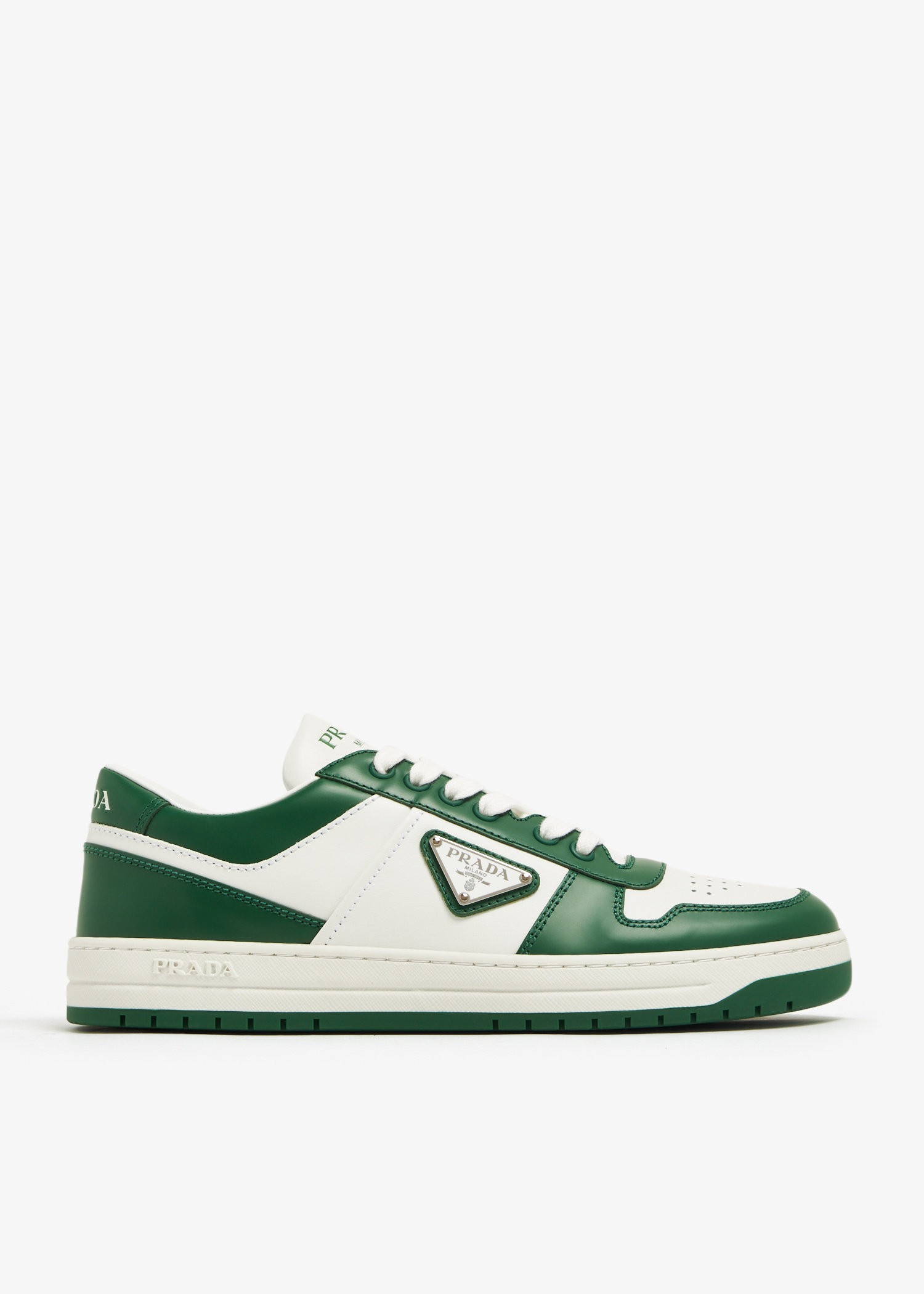 Prada Downtown perforated leather sneakers for Women - Green