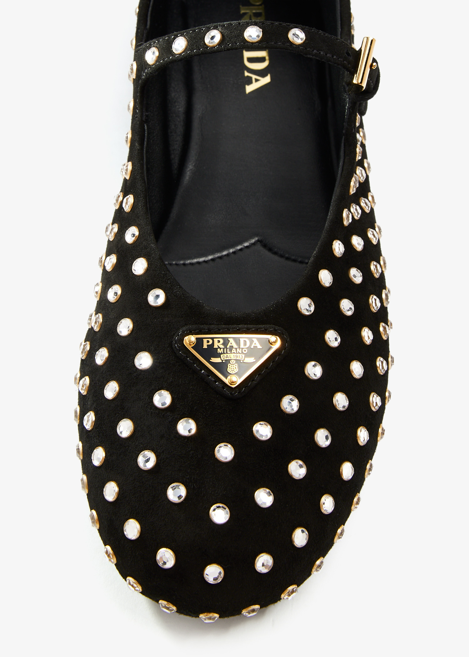 Prada Crystal suede ballerinas for Women - Black in UAE