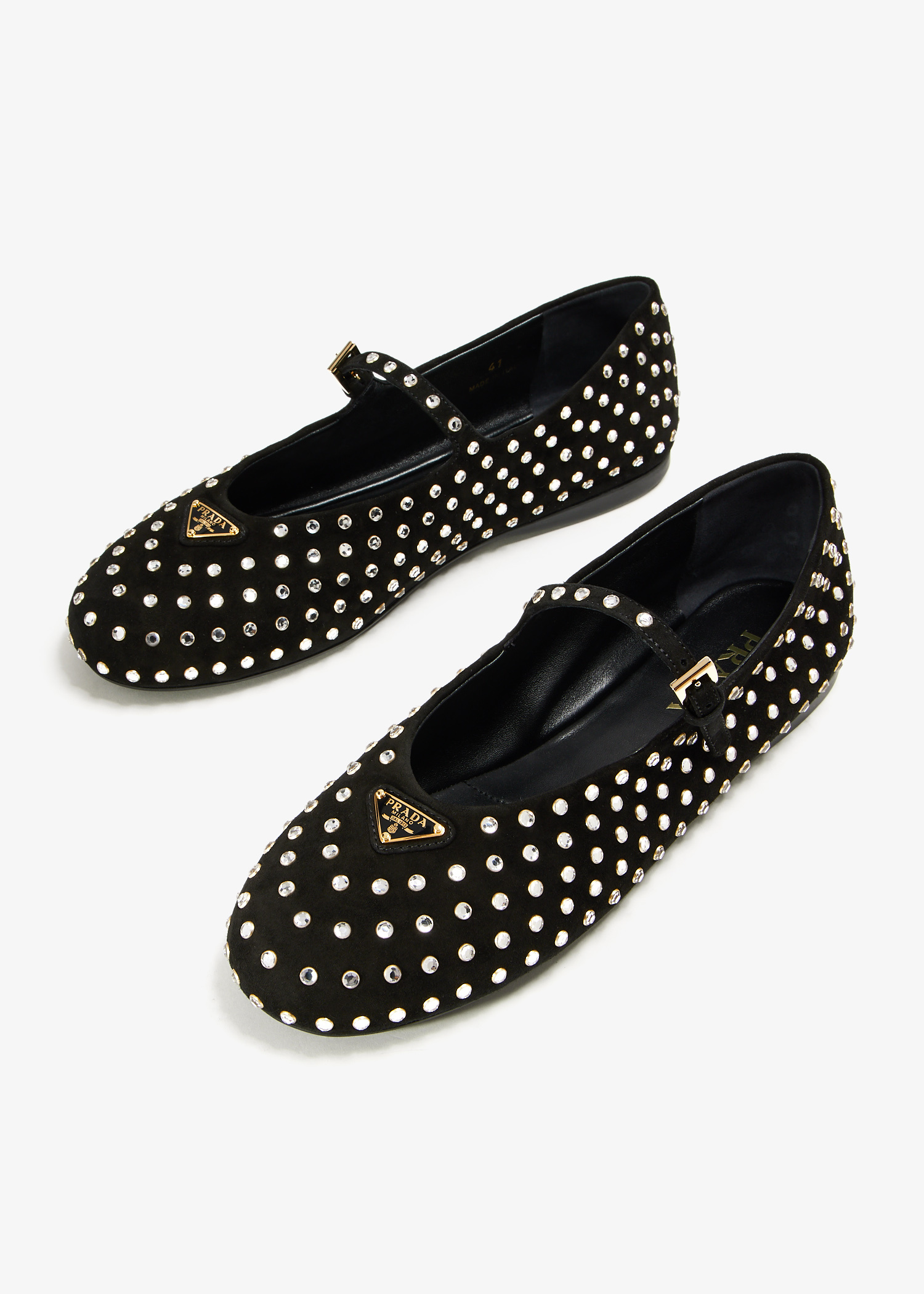 バレエシューズ Prada Suede Ballerina With Crystals Prada Suede Ballerinas with Crystals | Saks Fifth Avenue