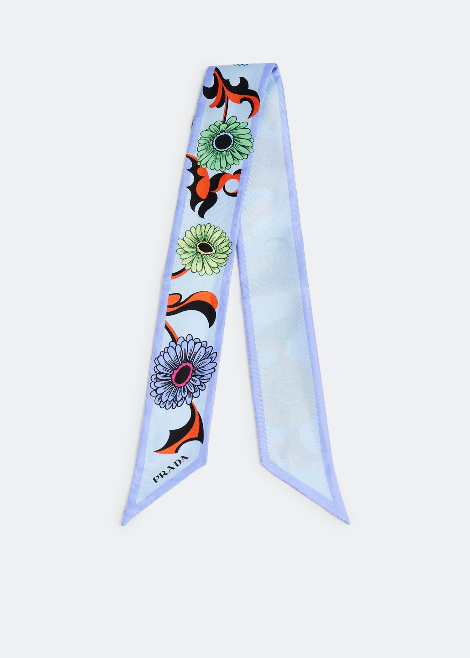 Prada Printed silk twill scarf for Women - Blue in UAE