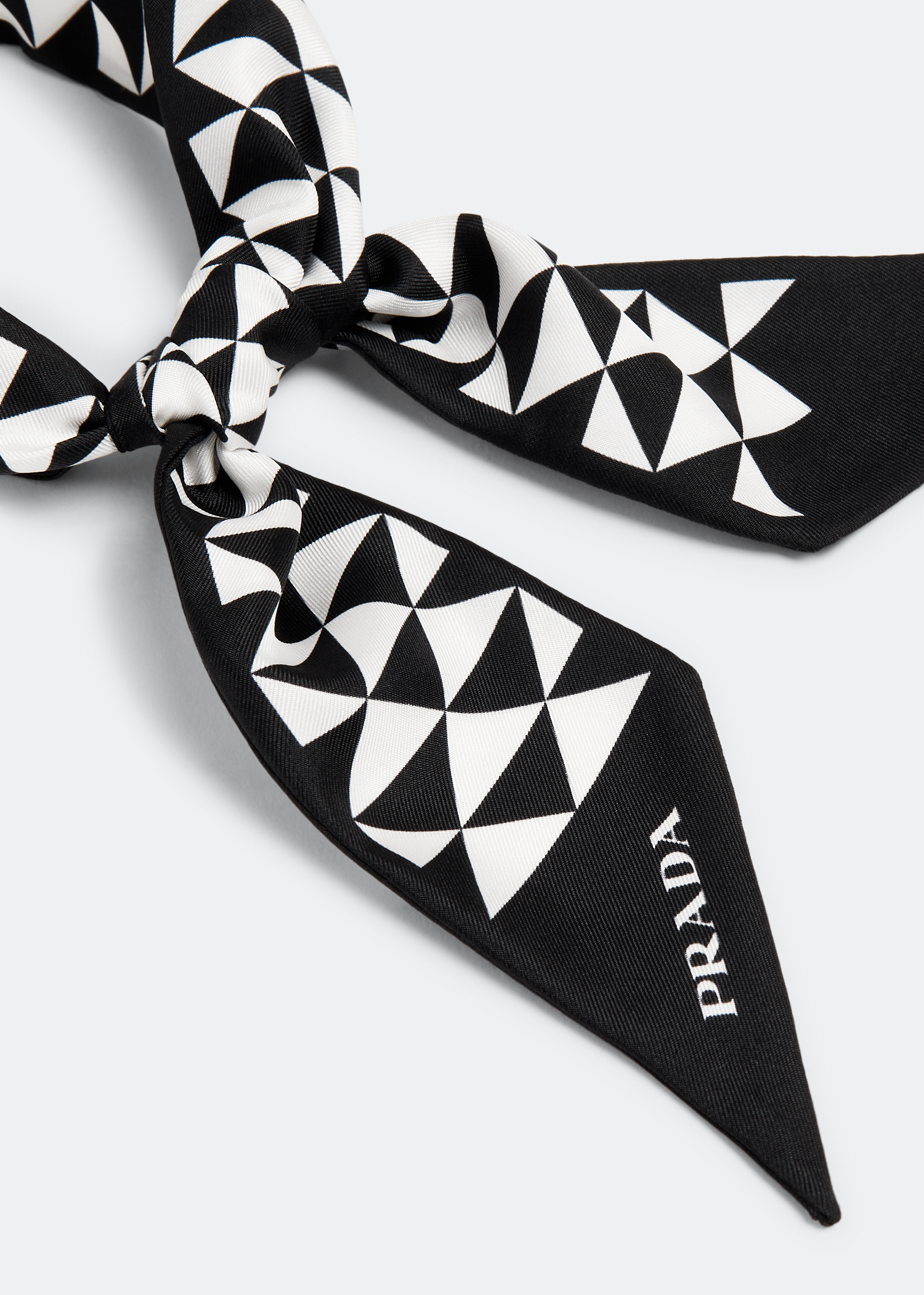 スカーフ PRADA SCARF (57049SOOO1775 F0006) Prada Scarf Yellow Black Silk Triangle Logo Women