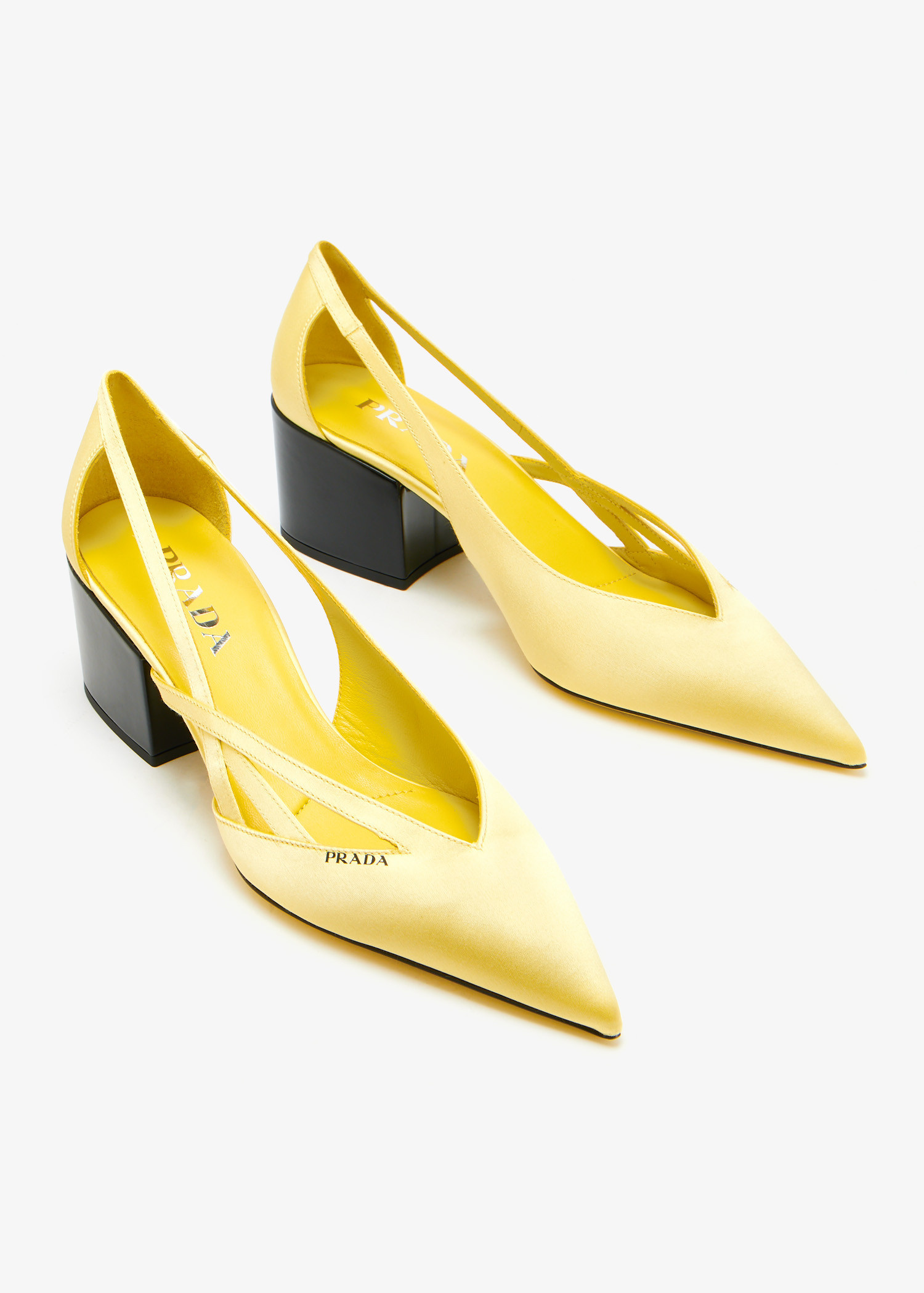 Prada Satin cut-out pumps for Women - Yellow in Bahrain
