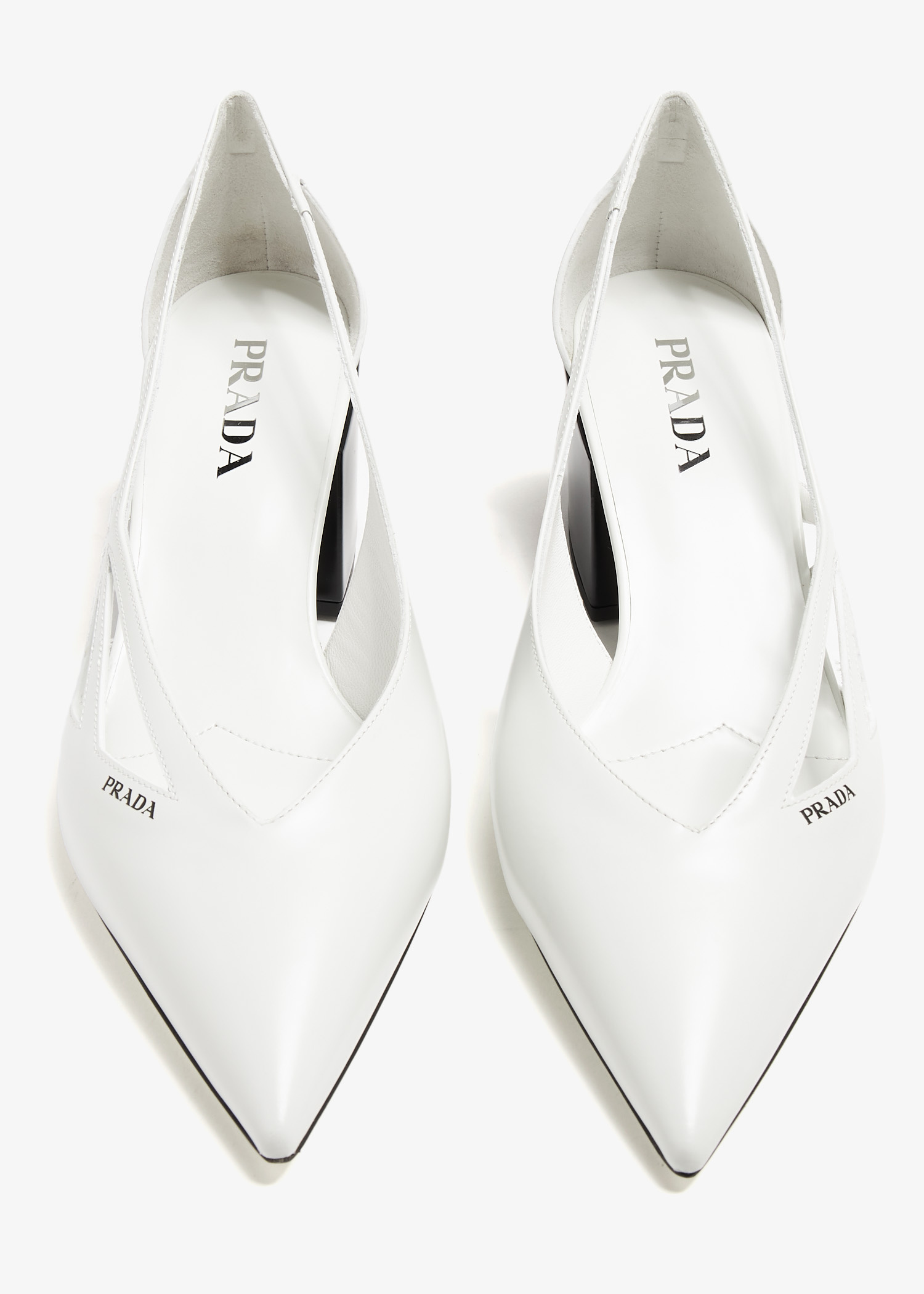 Prada Brushed leather cut-out pumps for Women - White in UAE