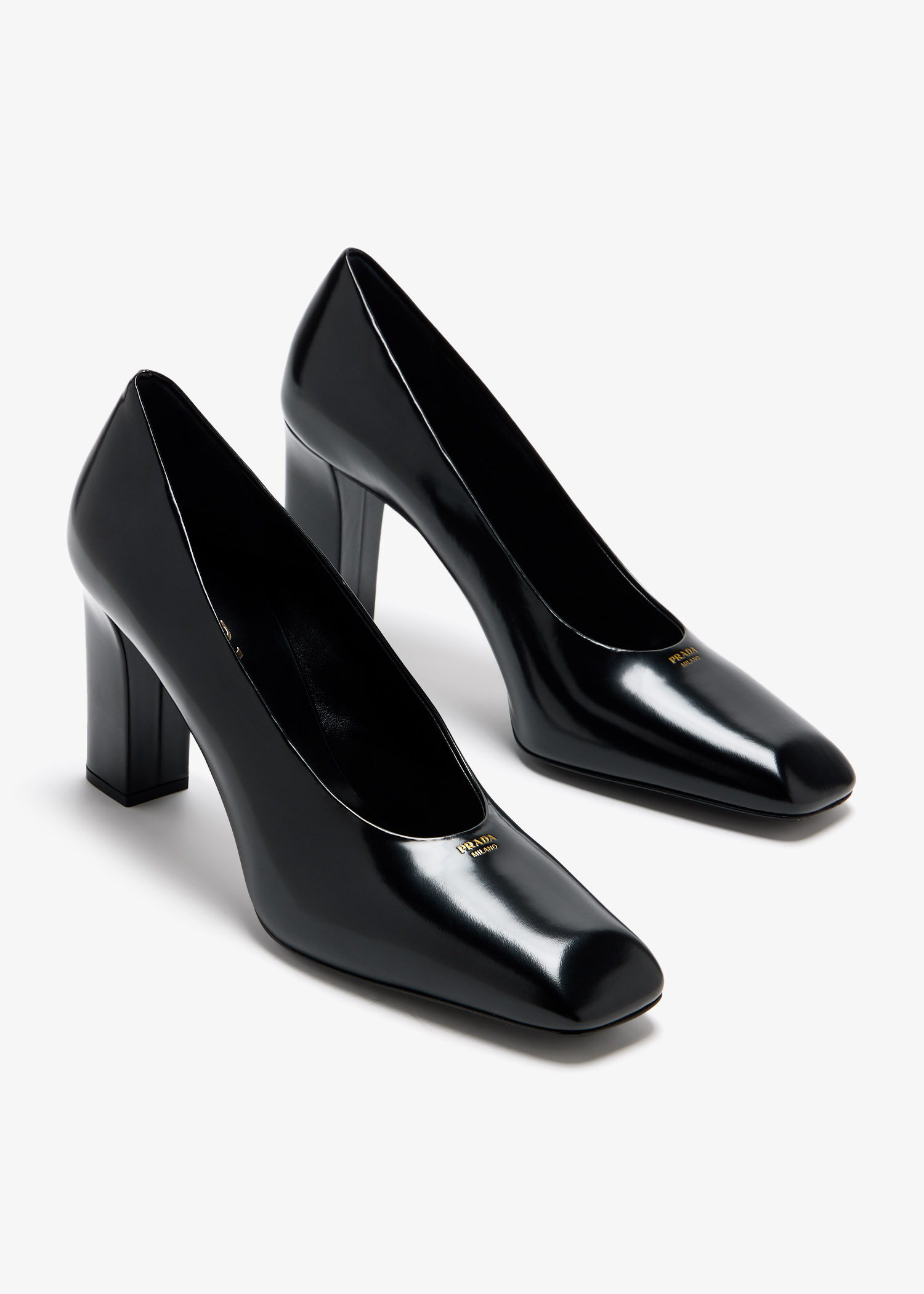 靴 PRADA Leather Low Heels 38 Prada - Patent Bow Low Heel Pointy Toe Pumps Black 38 | www