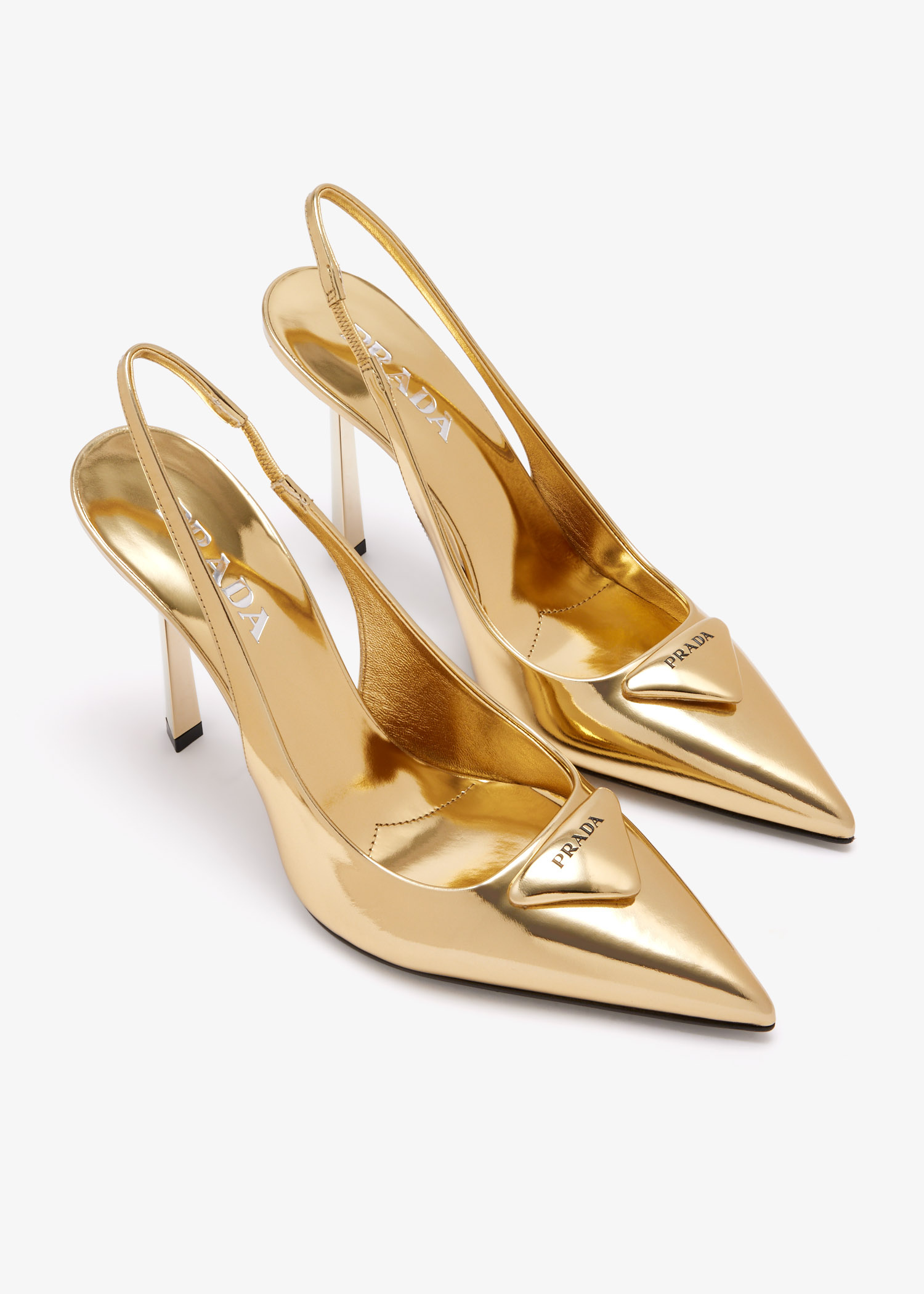 靴 Prada Gold Bow Slingback Heels 35 1/2 Prada Metallic leather slingback pumps for Women - Gold in UAE