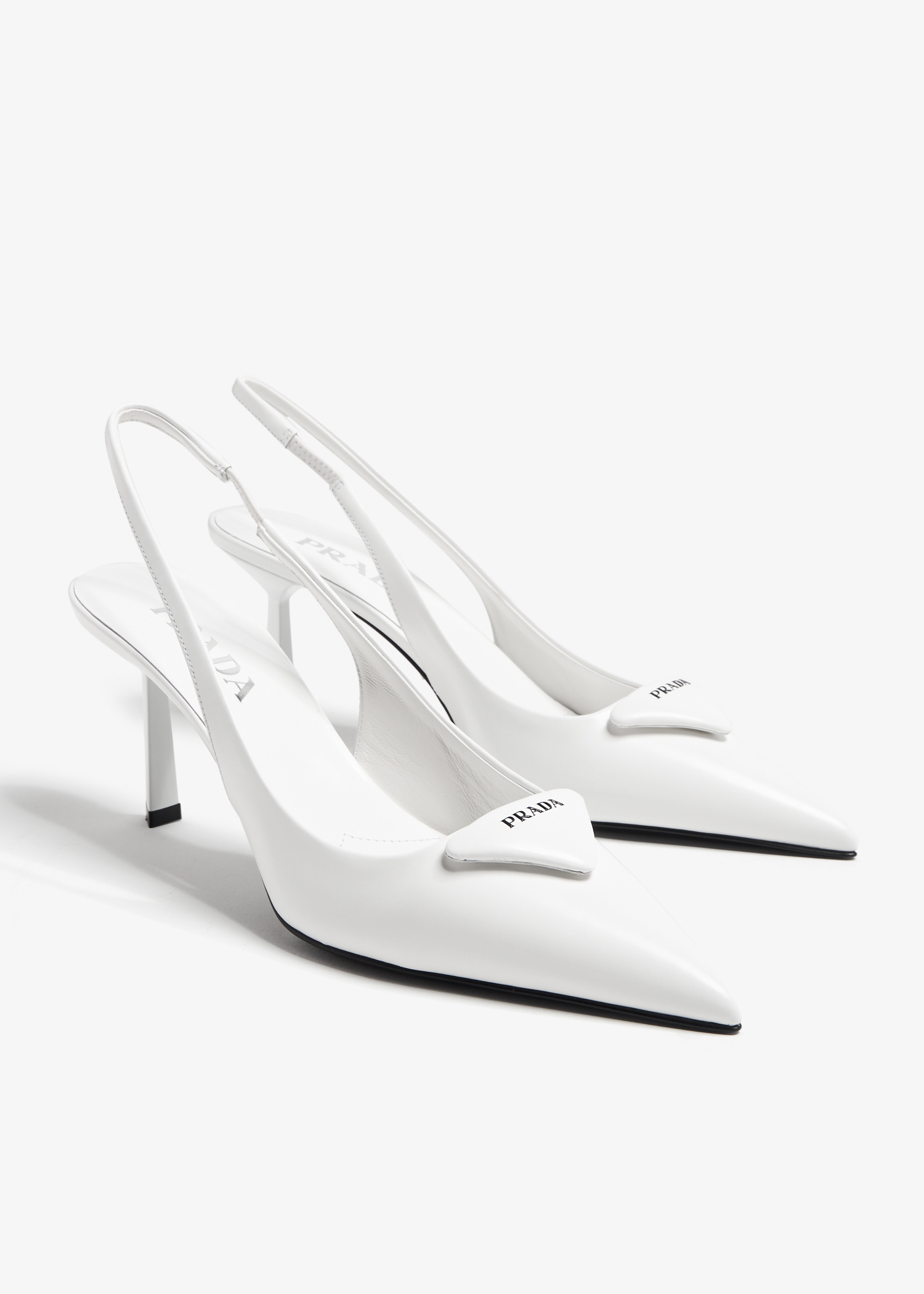 Prada Brushed leather slingback pumps for Women - White in