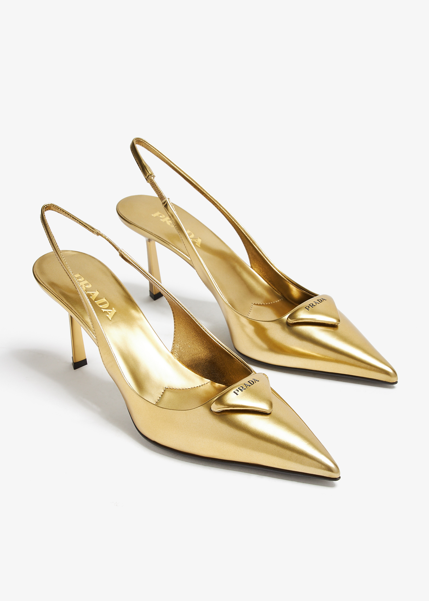Prada Metallic leather slingback pumps for Women - Gold in