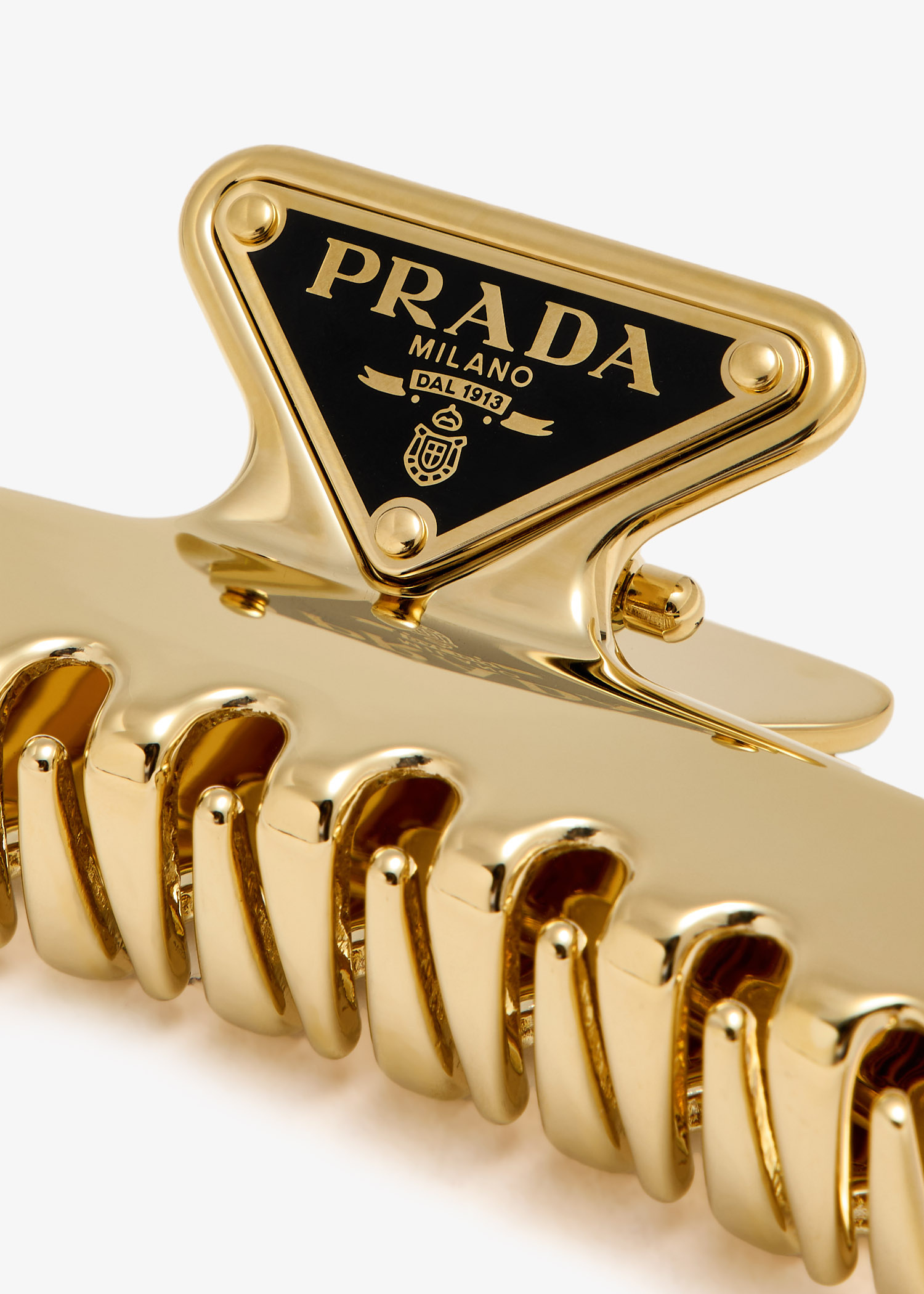 Prada Metal hair clip for Women - Gold in UAE | Level Shoes