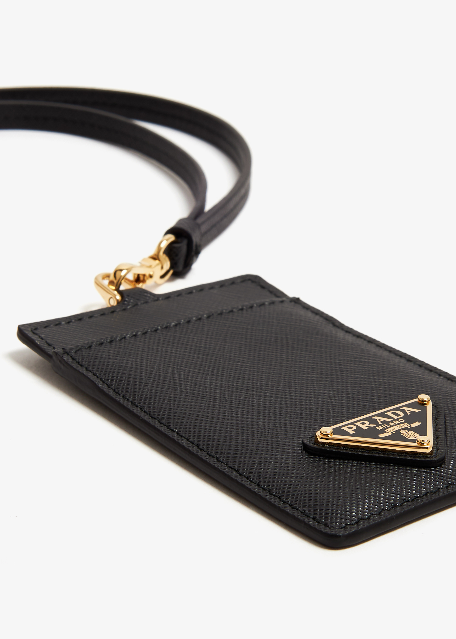 Prada Saffiano leather badge holder for Women - Black in UAE