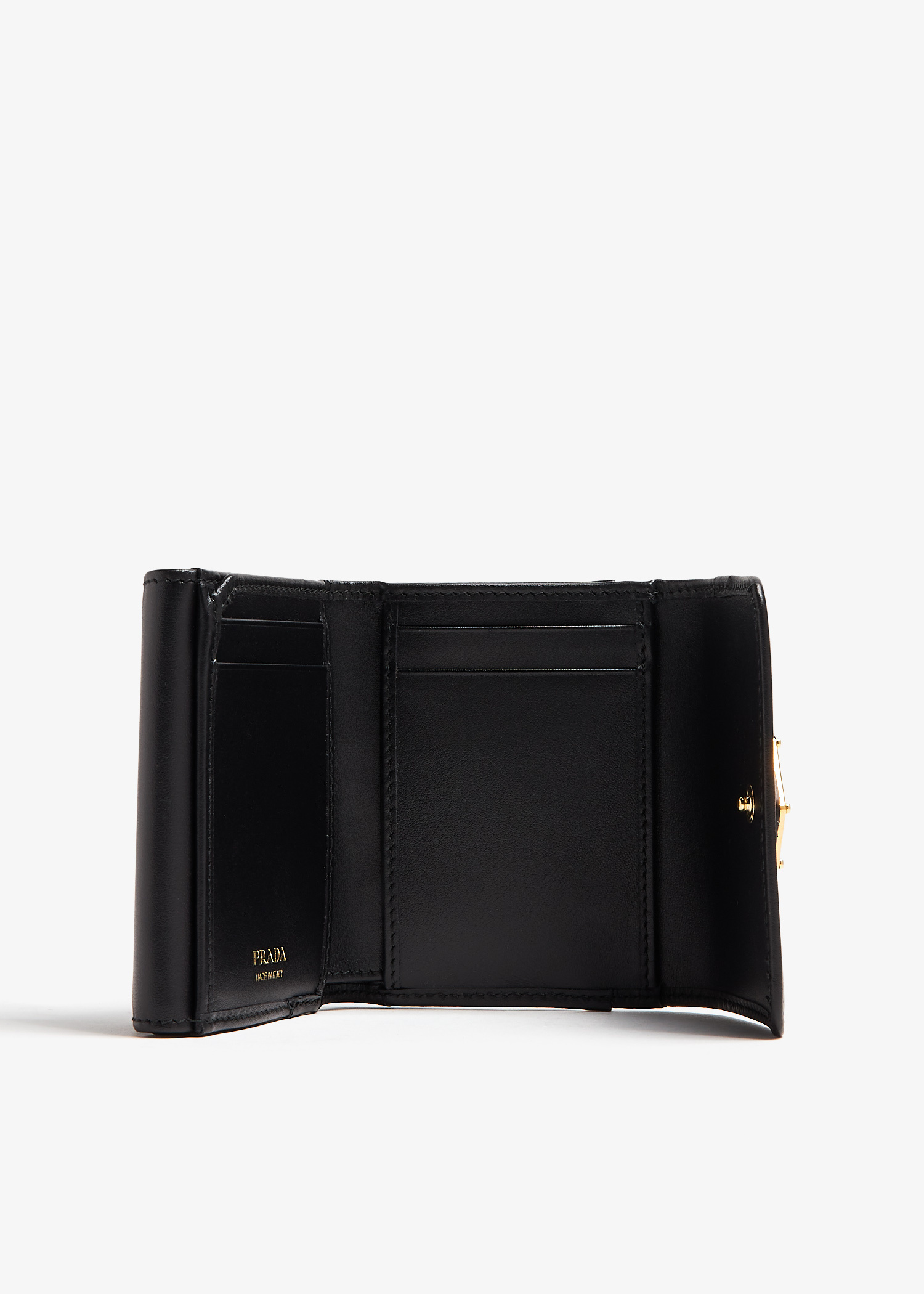 Prada女士小号皮革钱包- 黑色阿联酋| level shoes