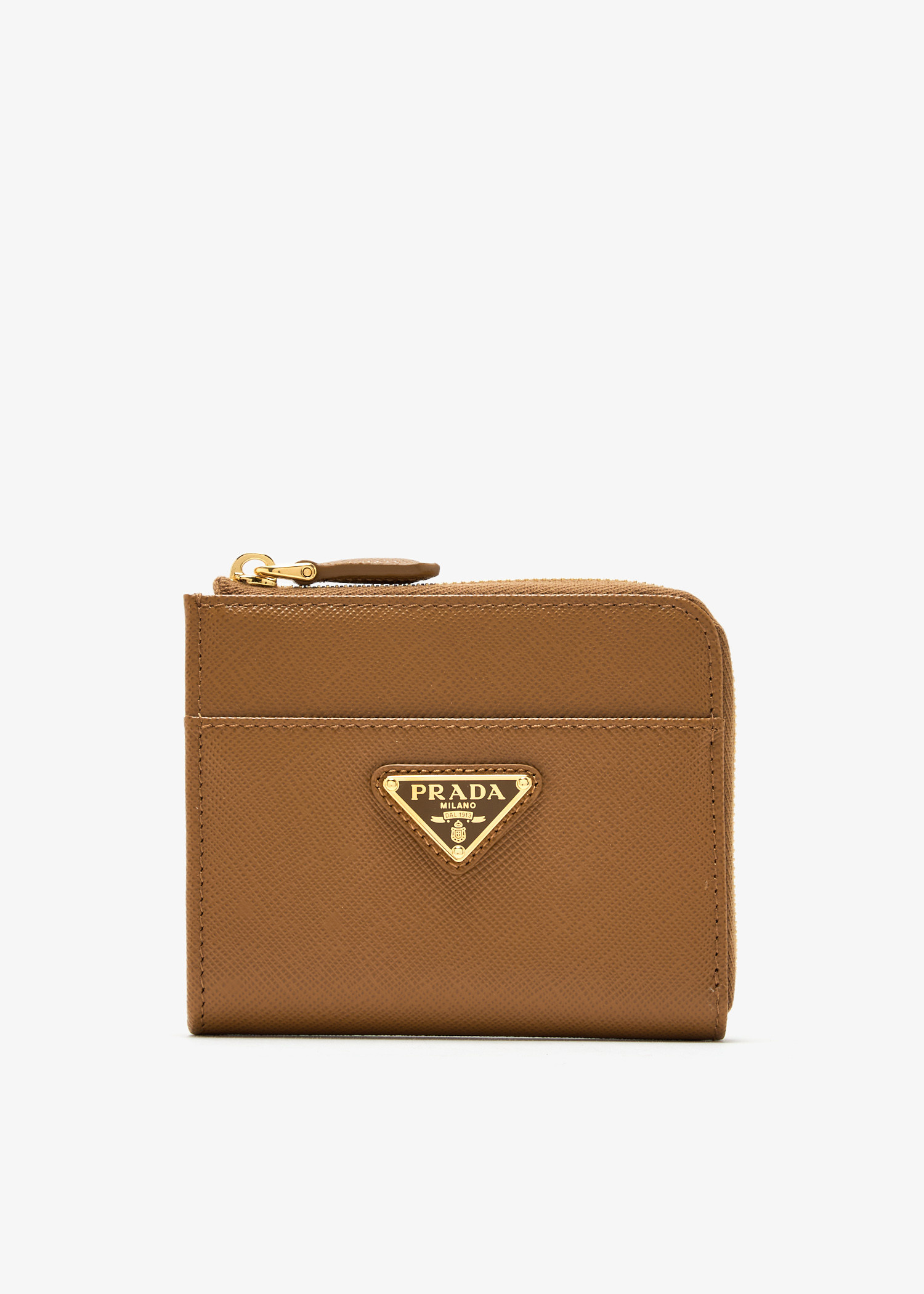 Prada Small Saffiano leather zipper wallet for Women - Brown in