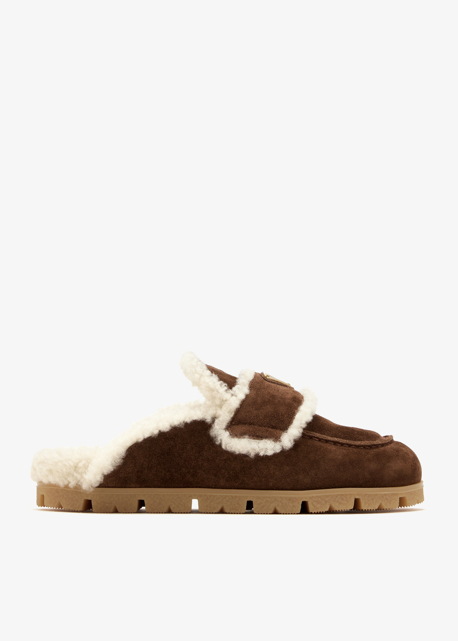 Prada Suede and shearling mules for Women - Brown in UAE | Level Shoes