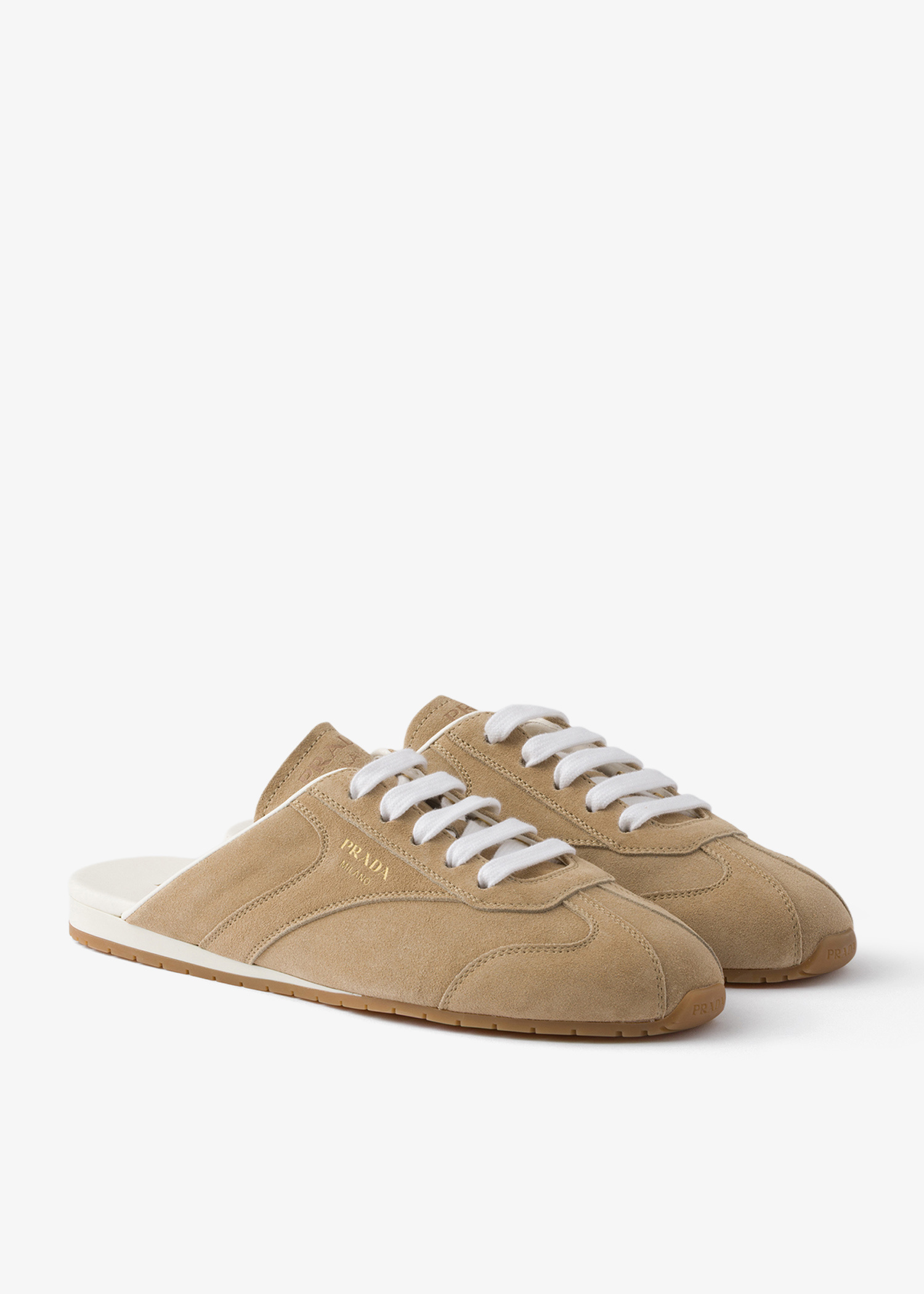 Prada Suede sneaker mules for Women - Beige in UAE | Level Shoes