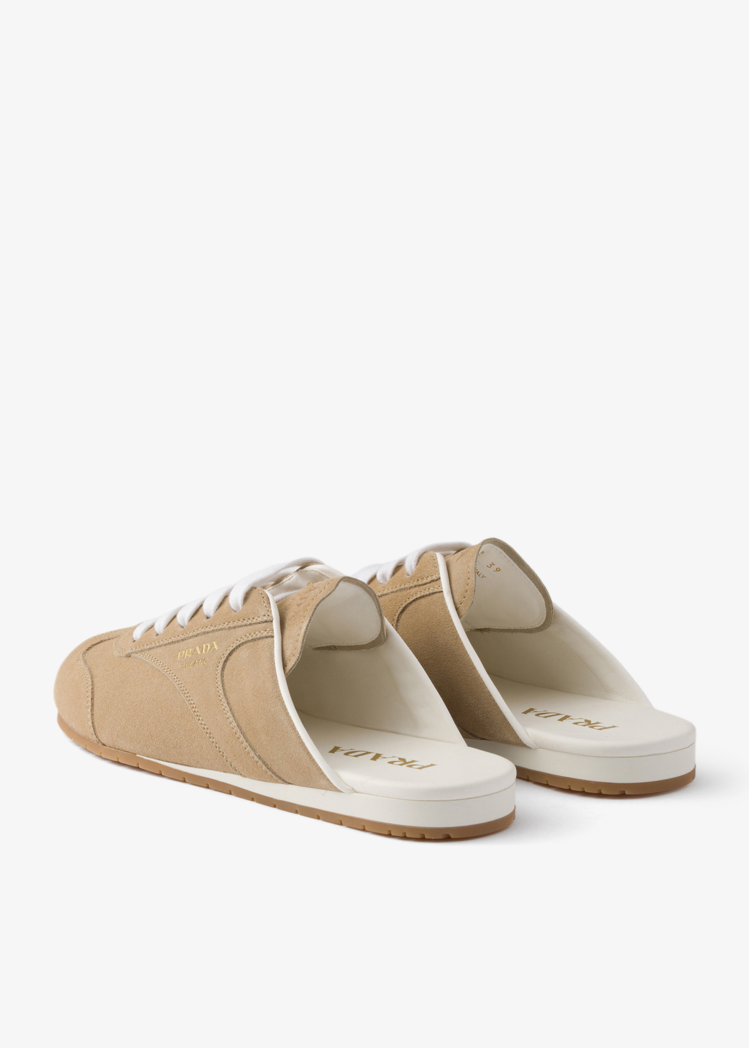 Prada Suede sneaker mules for Women - Beige in UAE | Level Shoes