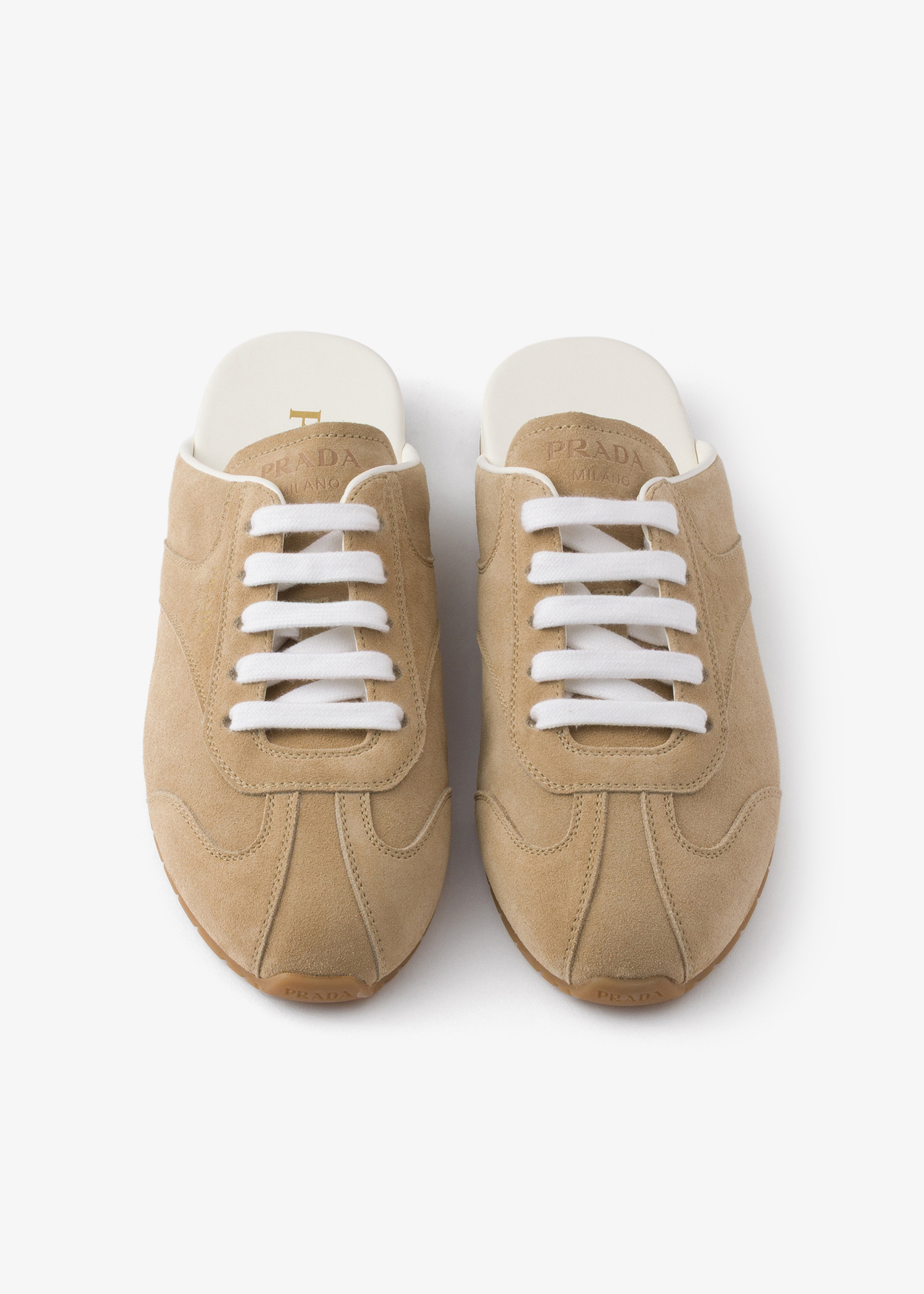 Prada Suede sneaker mules for Women - Beige in UAE | Level Shoes